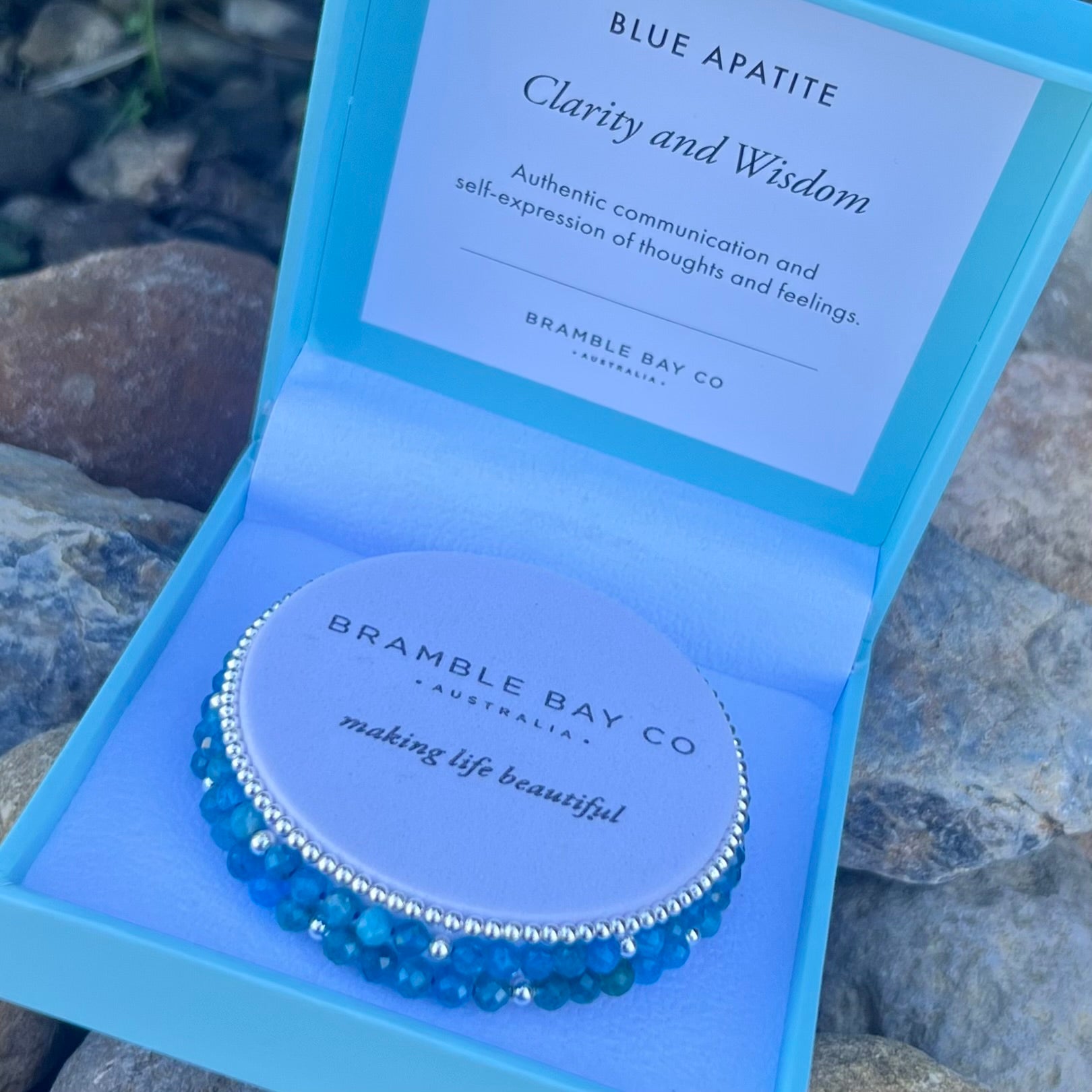 Clarity & Wisdom ~ Blue Apatite Triple Bracelet Set