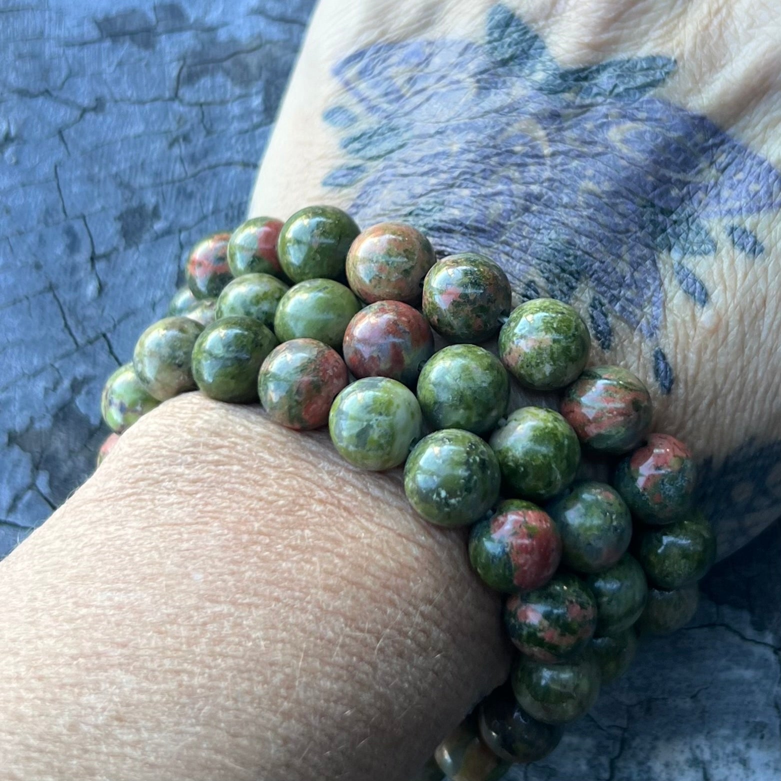 Unakite Beaded Bracelet