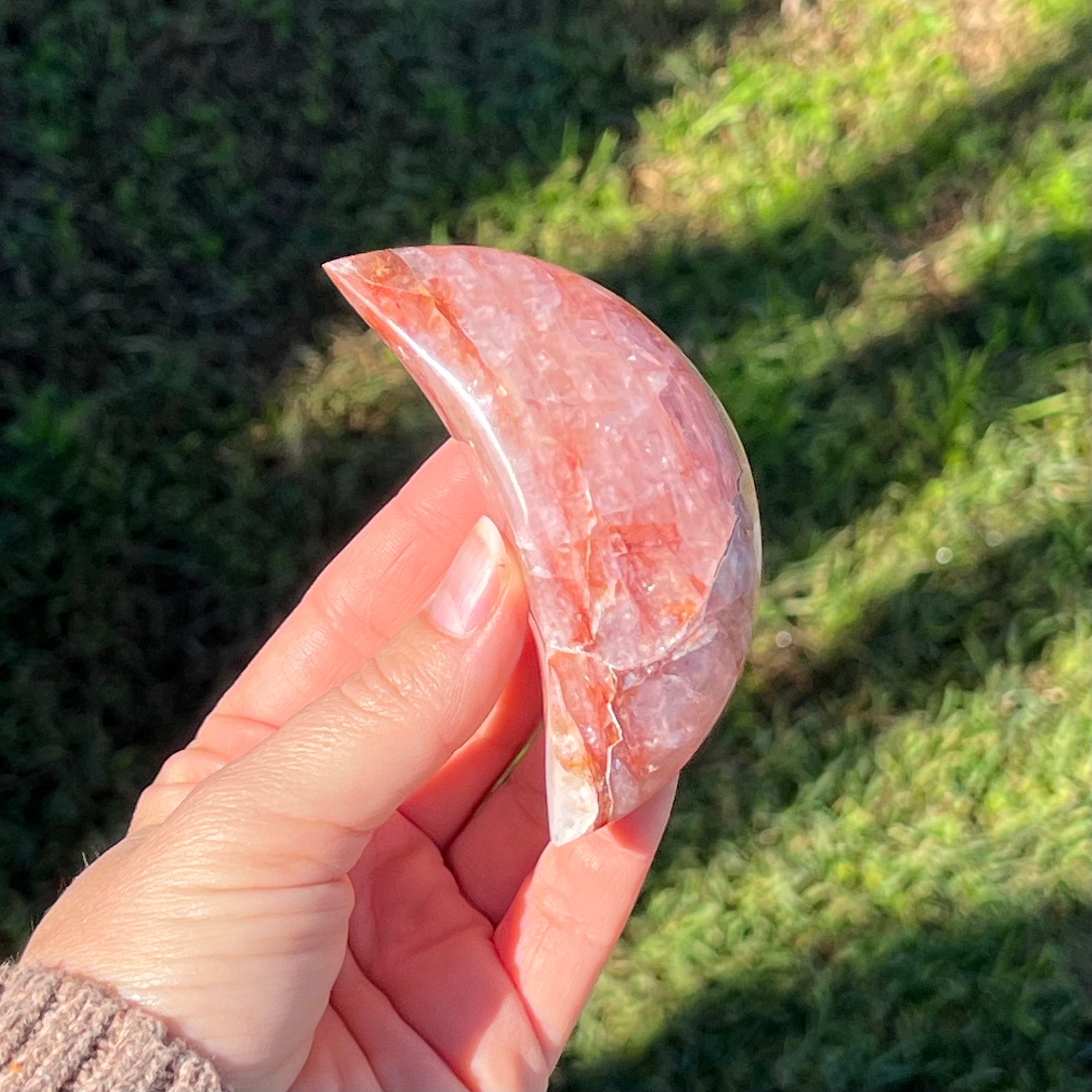Fire Quartz ~ Crescent Moon on Stand