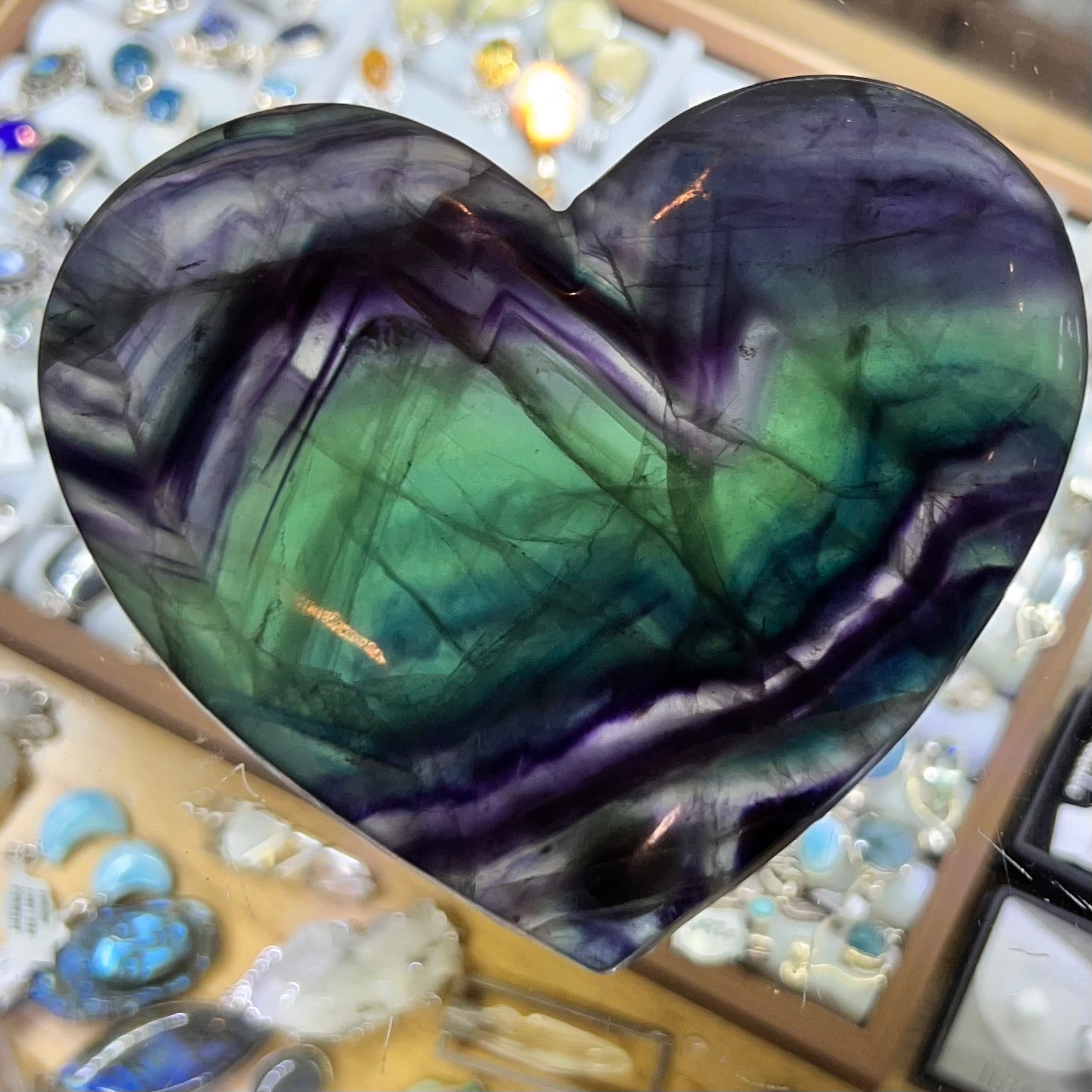 Rainbow Fluorite Large Heart