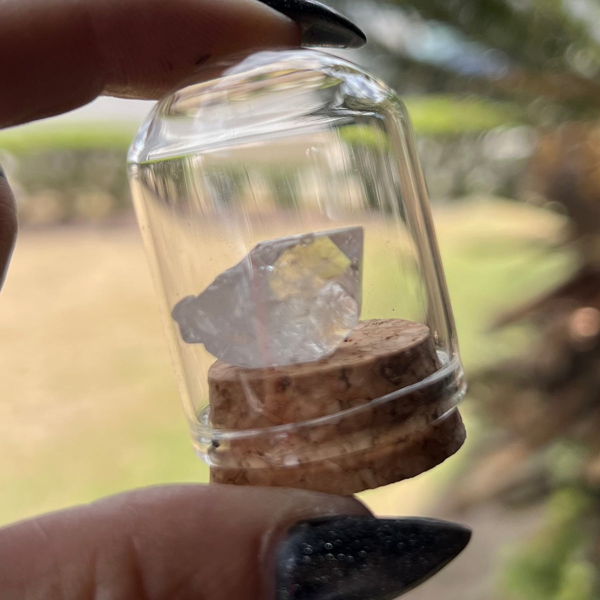 Herkimer Diamond in Glass Specimen Jar