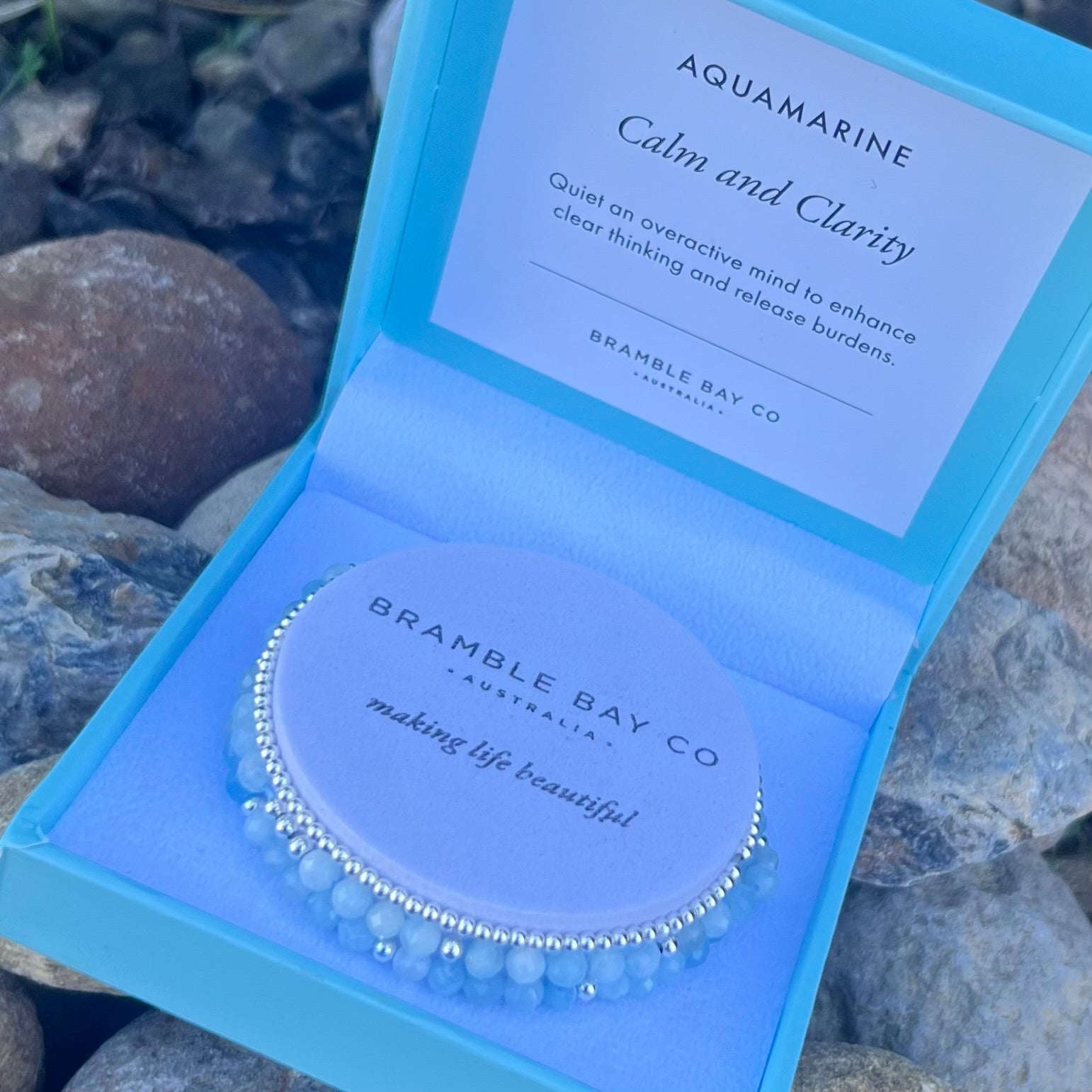 Calm & Clarity ~ Aquamarine Triple Bracelet Set