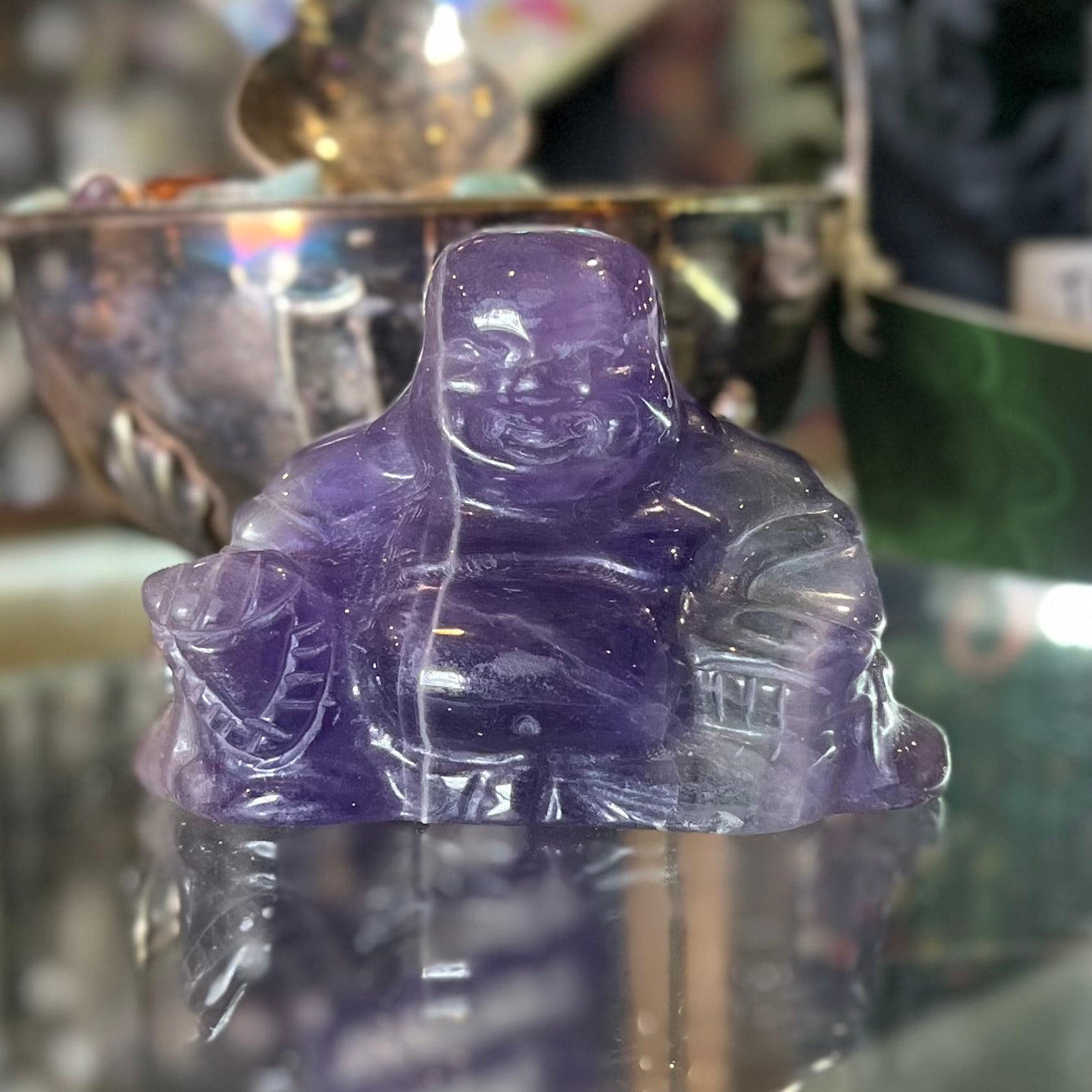 Happy Buddah ~ Fluorite Carving