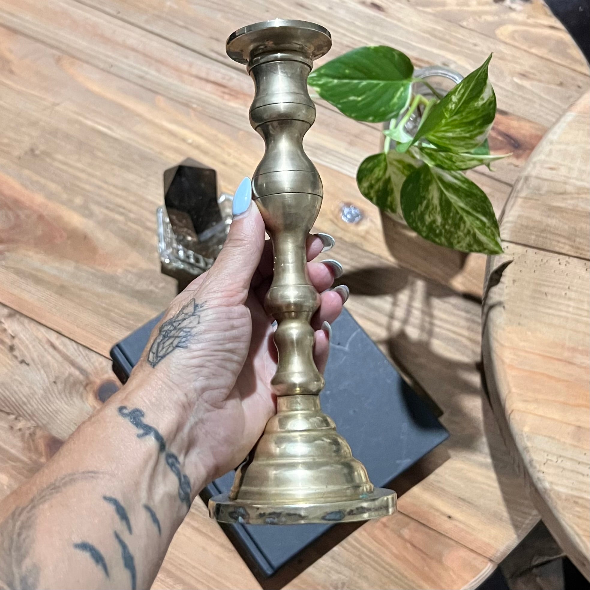 Boho Jungle ~ Vintage Brass Candle Holder - Sphere Holder Decor