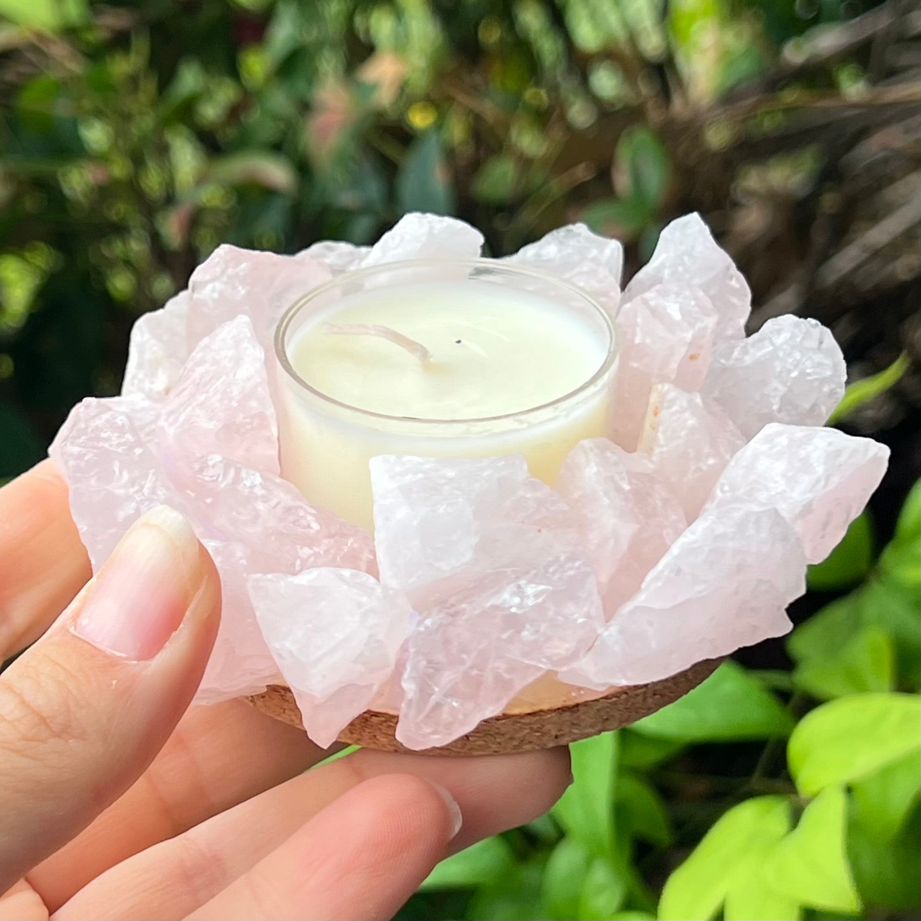 Rose Quartz Tea Light Candle Holder