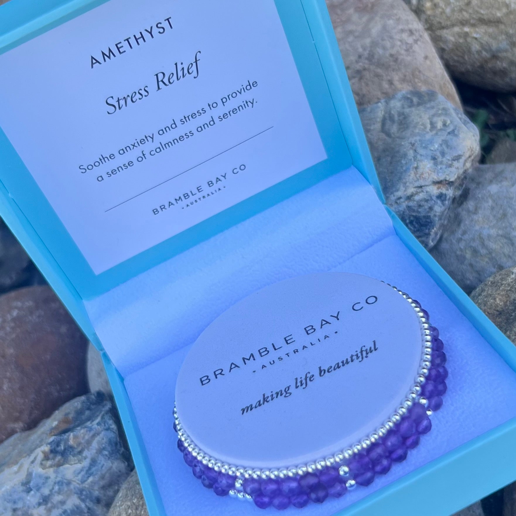 Stress Relief ~ Amethyst Triple Bracelet Set