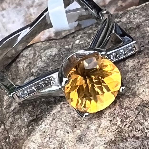 Citrine Sterling Silver Ring ~ 10