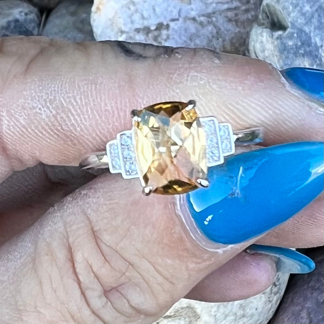 Citrine Sterling Silver Ring ~ Size 8