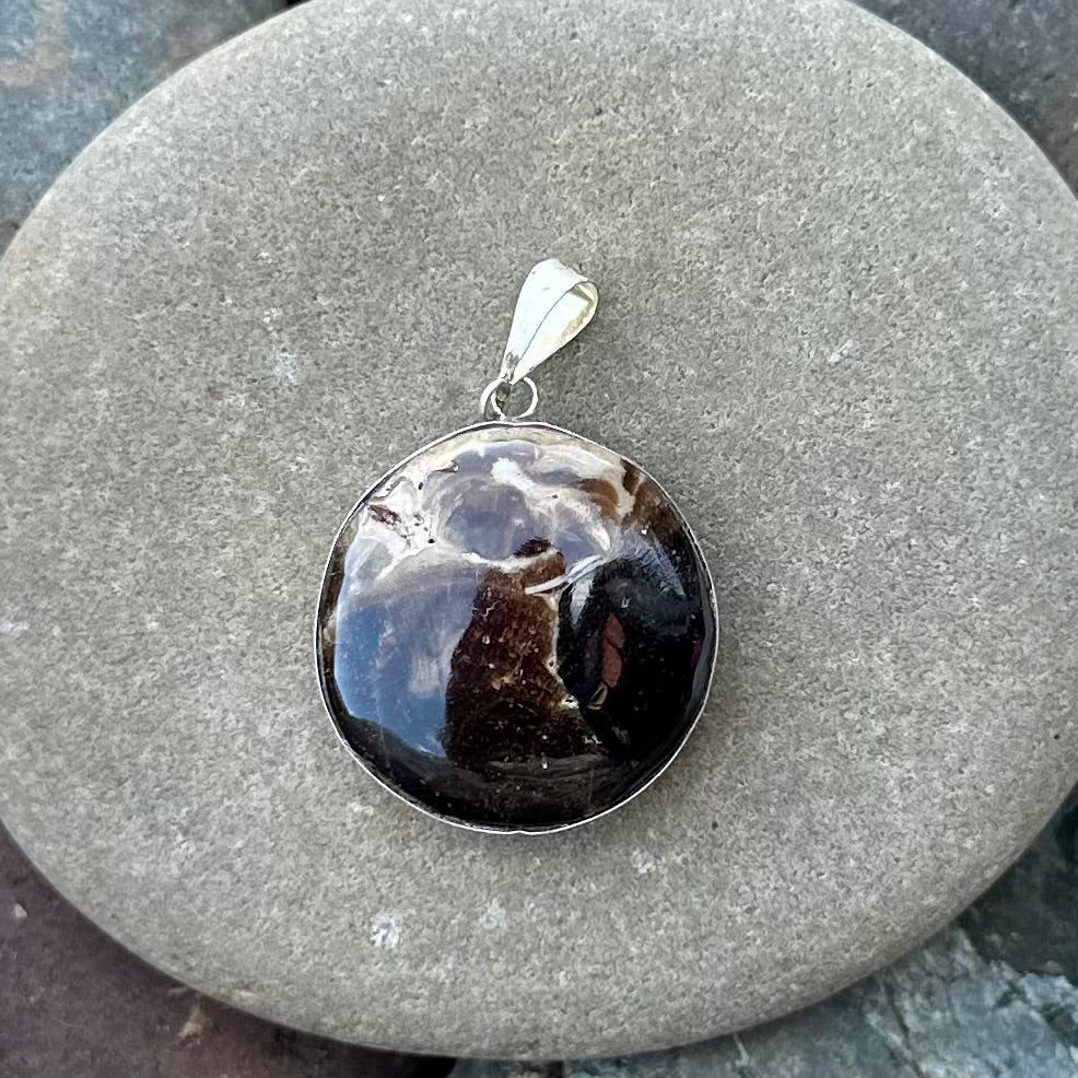 Round Chocolate Calcite Pendant