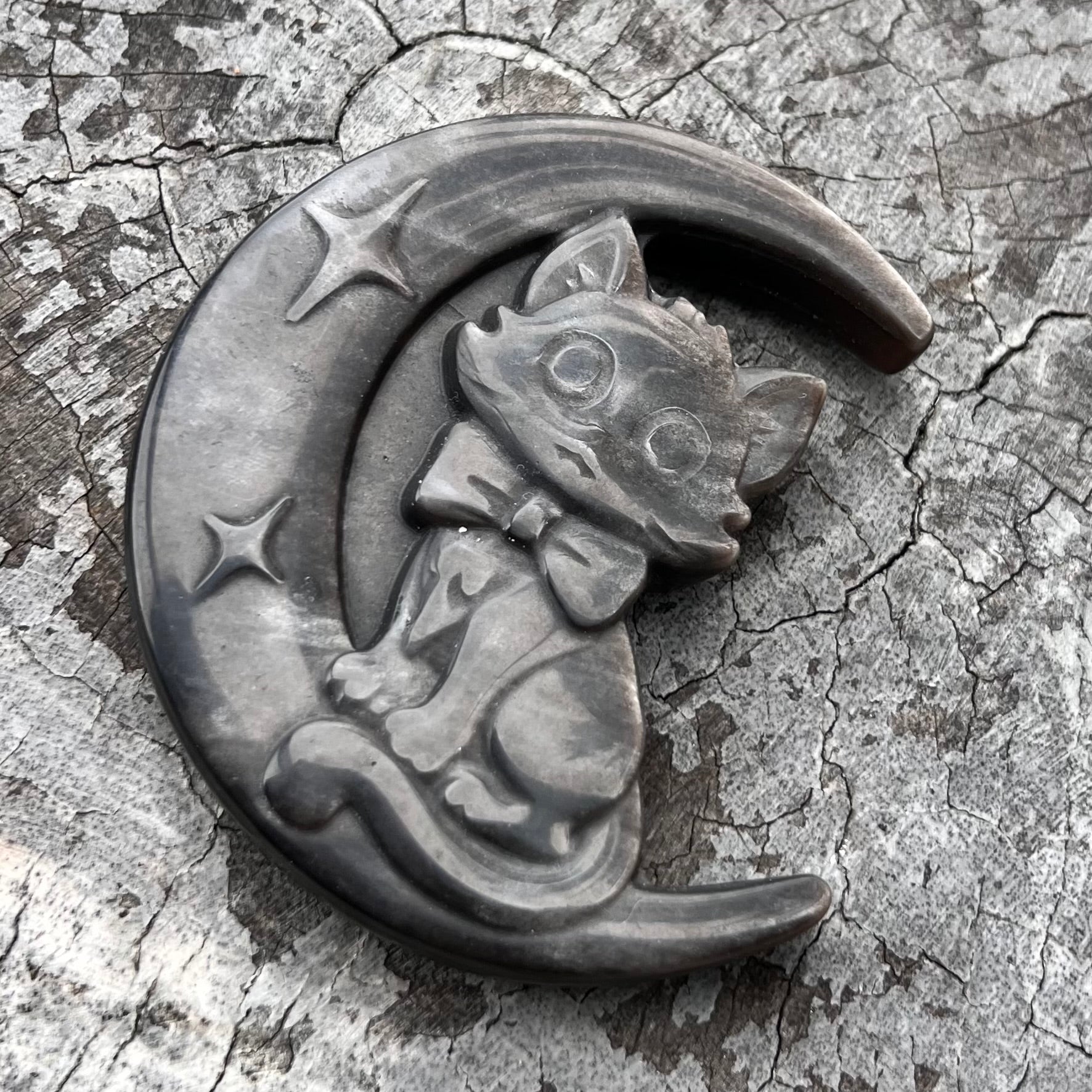Celestial Kitty Cat ~ Silver Sheen Obsidian