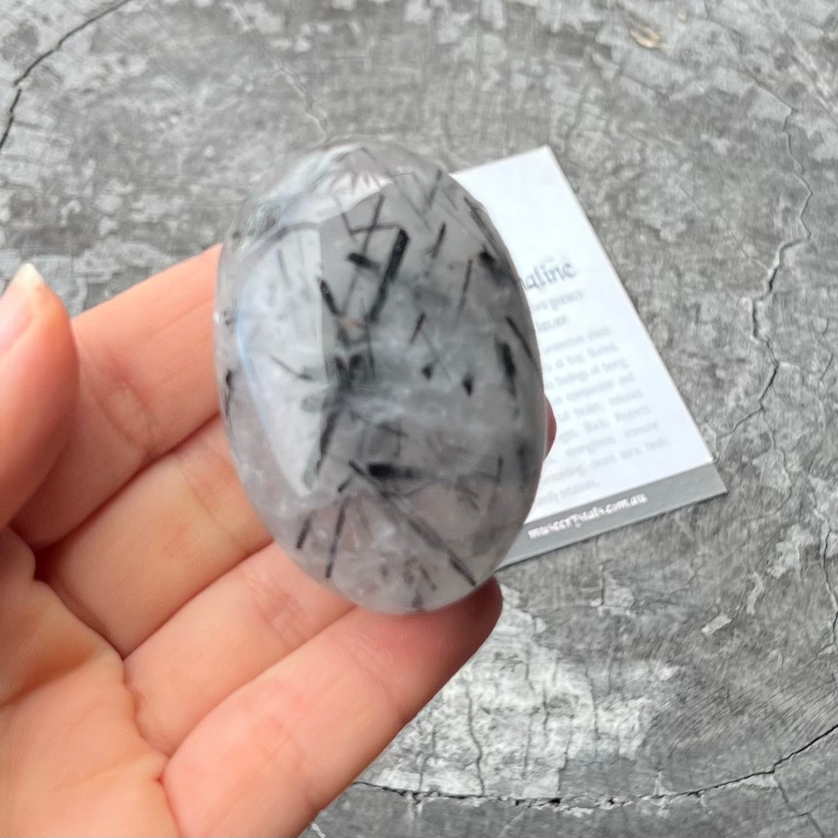 Black Tourmaline in Quartz Palm Stone