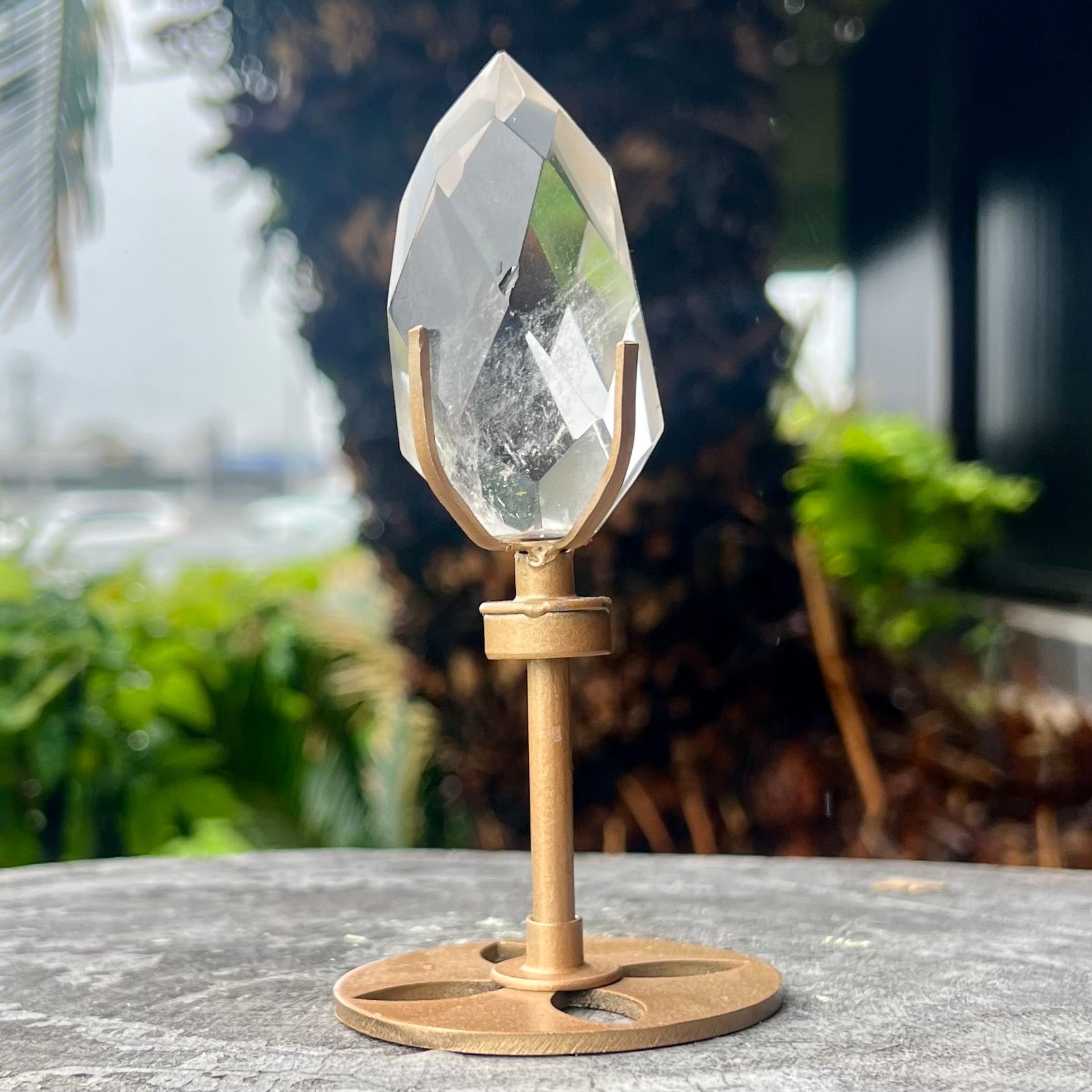 Clear Quartz ~ Facetted Generator Point on Stand