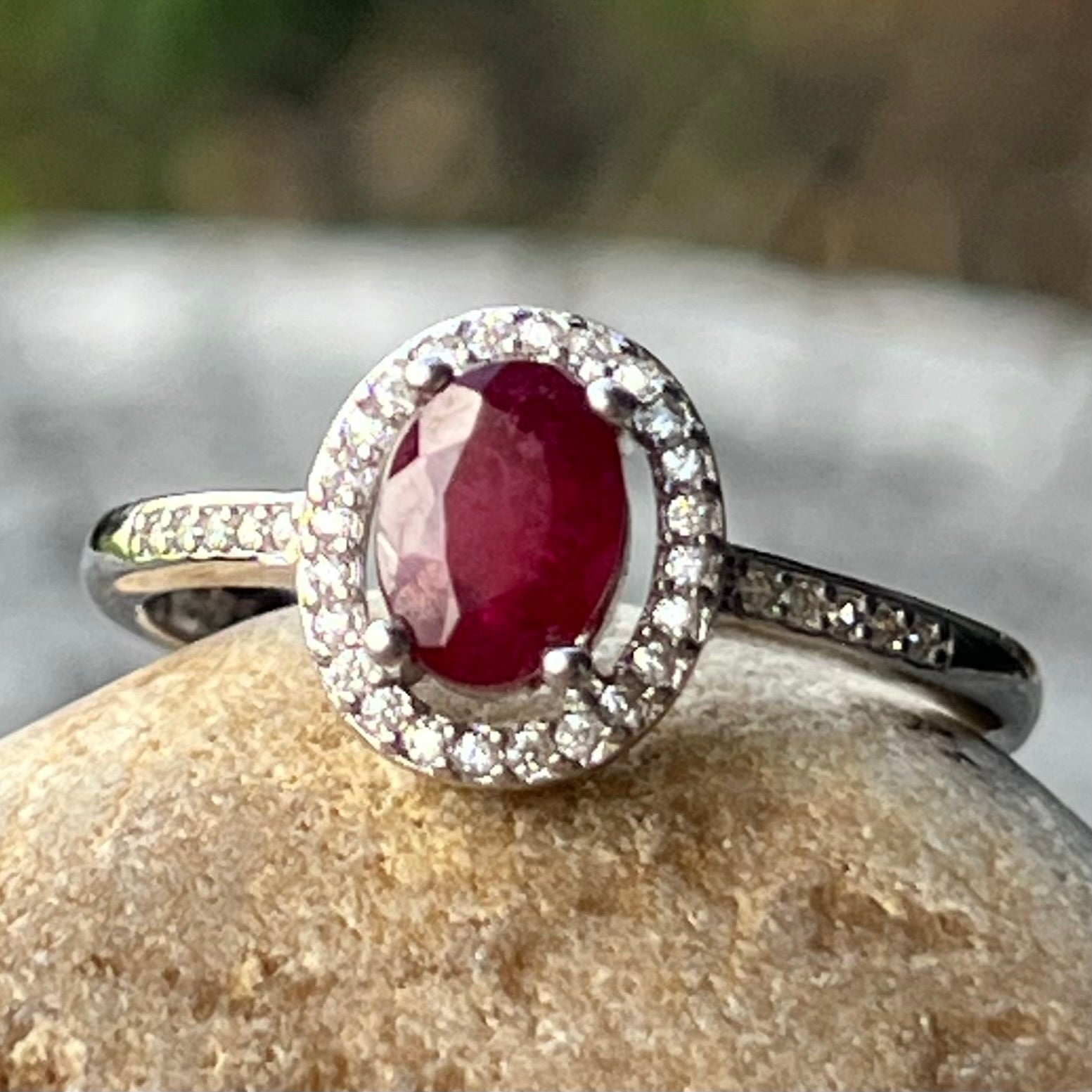 Ruby ~ Sterling Silver Ring ~ 9