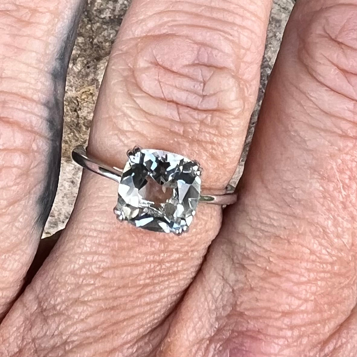 Green Amethyst Sterling Silver Ring ~ 6