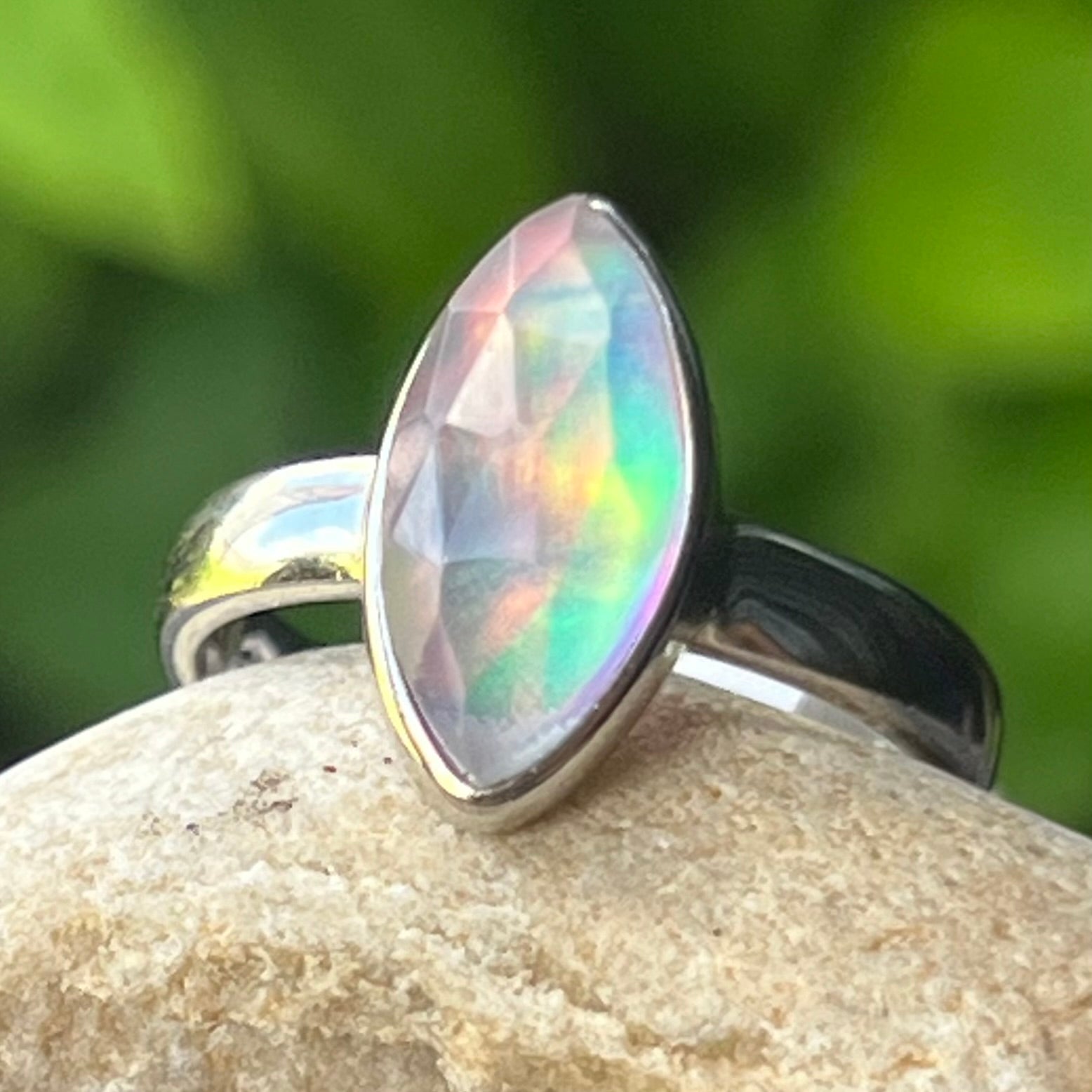 Opal ~ Sterling Silver Ring ~ Size 5