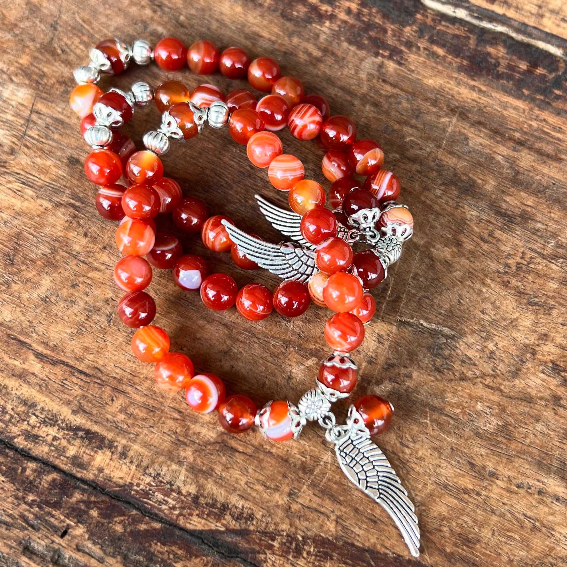 Carnelian Self Expression Bracelet with Angel Wing Charm