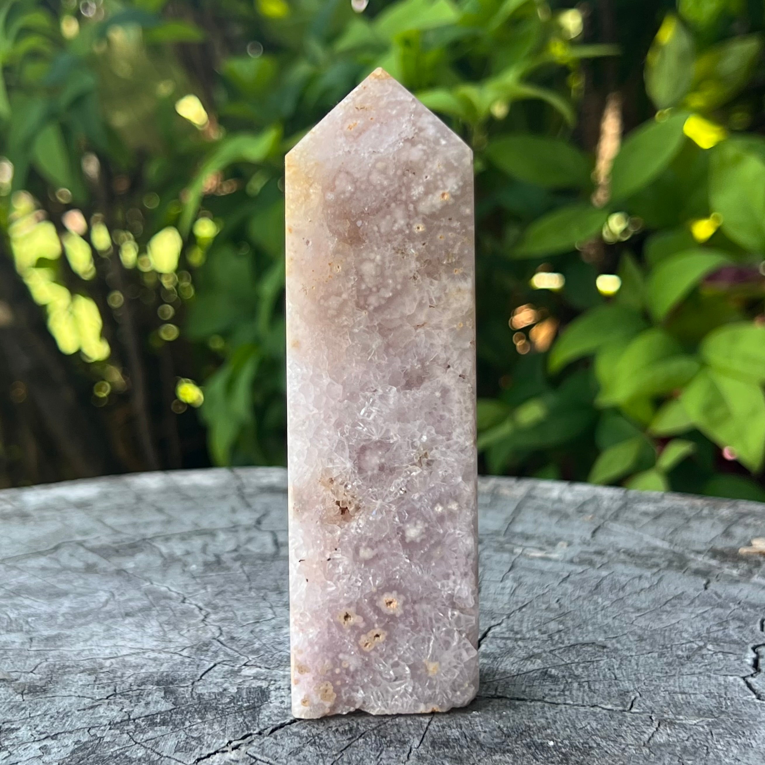 Pink Amethyst and Flower Agate Tower
