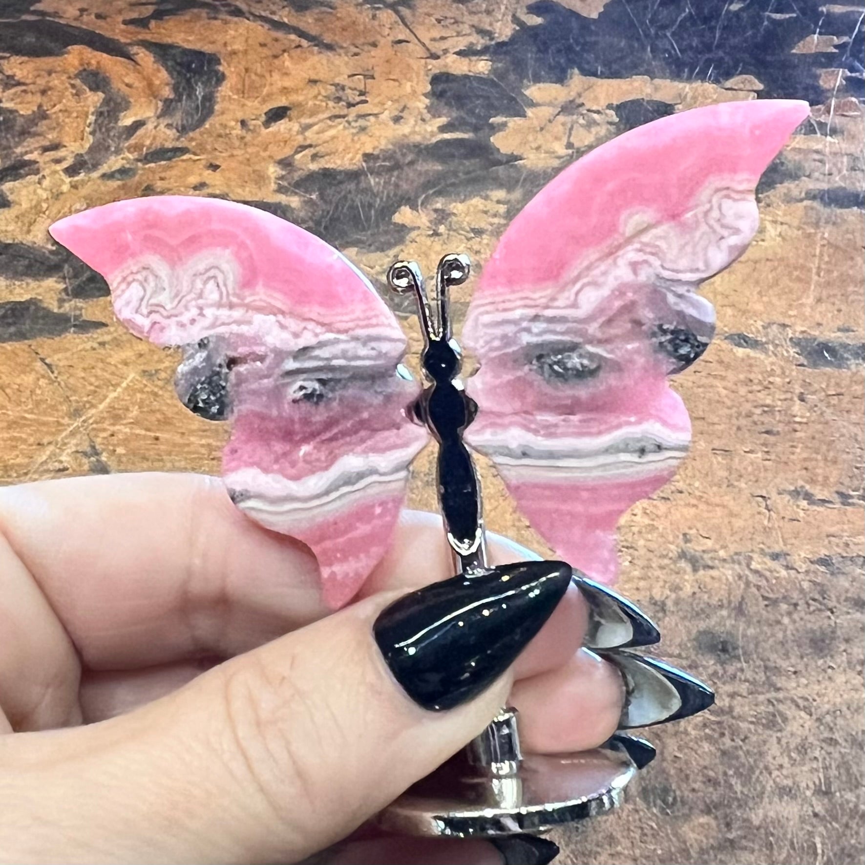 Mini Rhodochrosite Butterfly on Stand