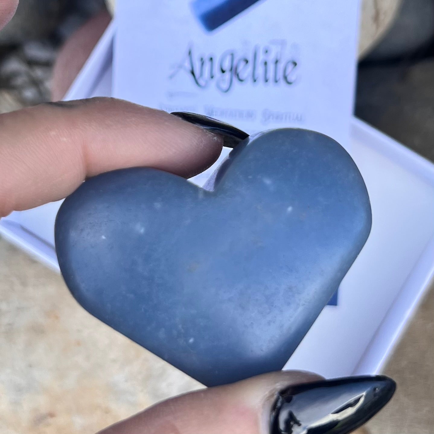 Angelite Heart ~ Specialty Boxed Crystal