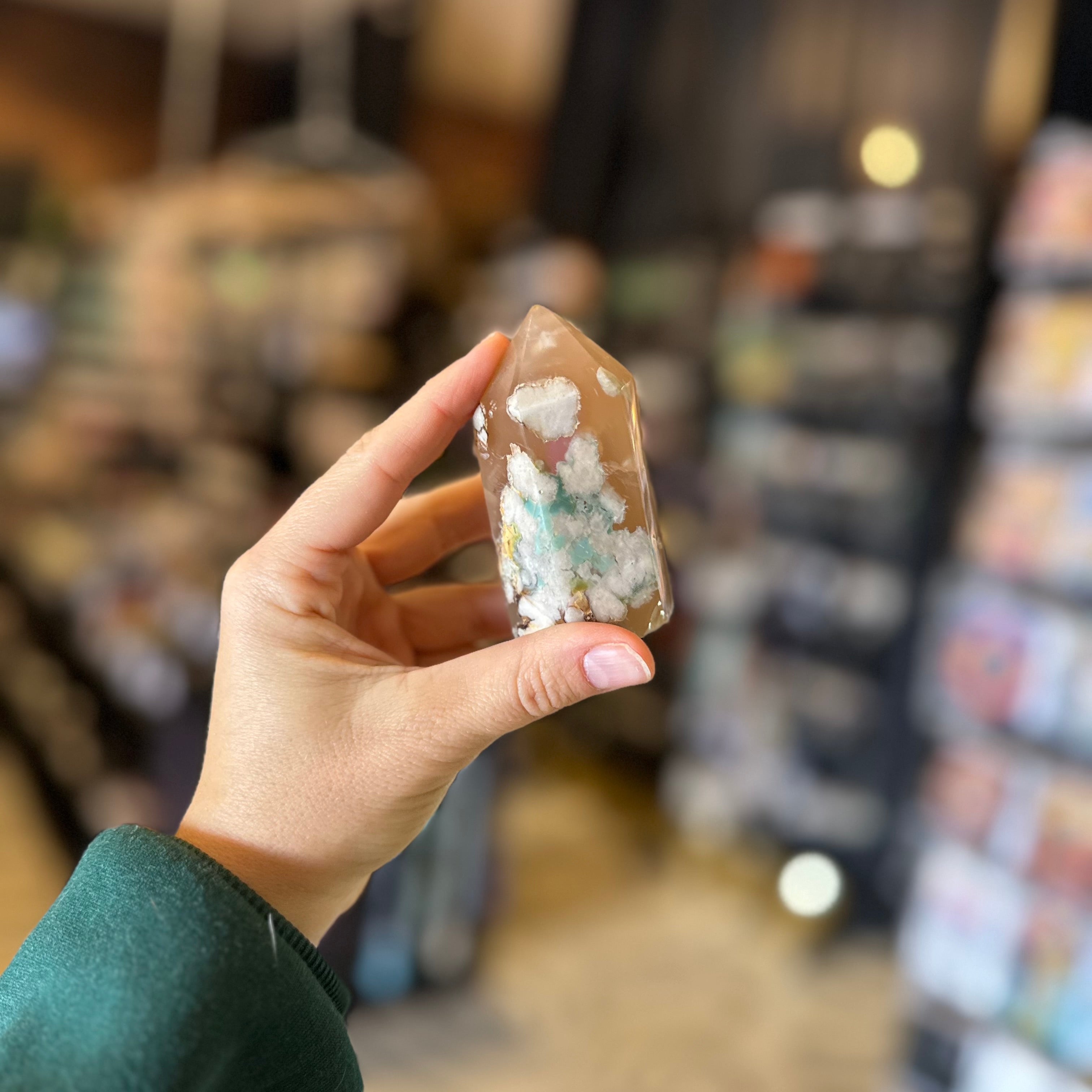 Blue Flower Agate Tower