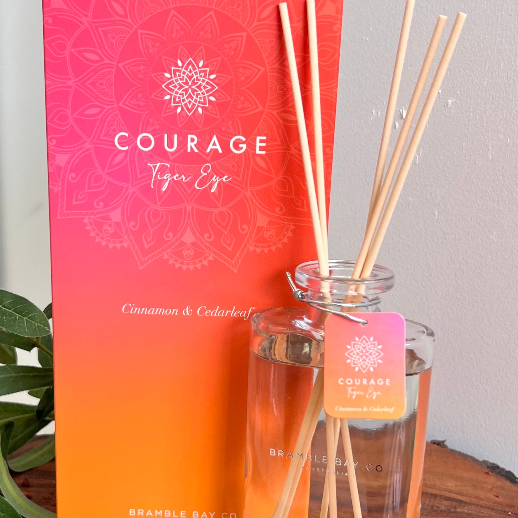 Boho Crystal Courage Candle ~ Tiger Eye ~ 
Cinnamon & Cedarleaf
