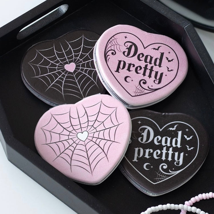 Dead Pretty Pink Web ~ Heart Compact Mirror