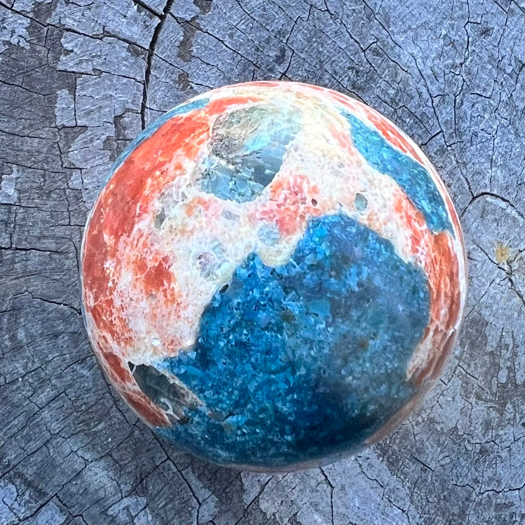 Blue Apatite & Sunstone Sphere