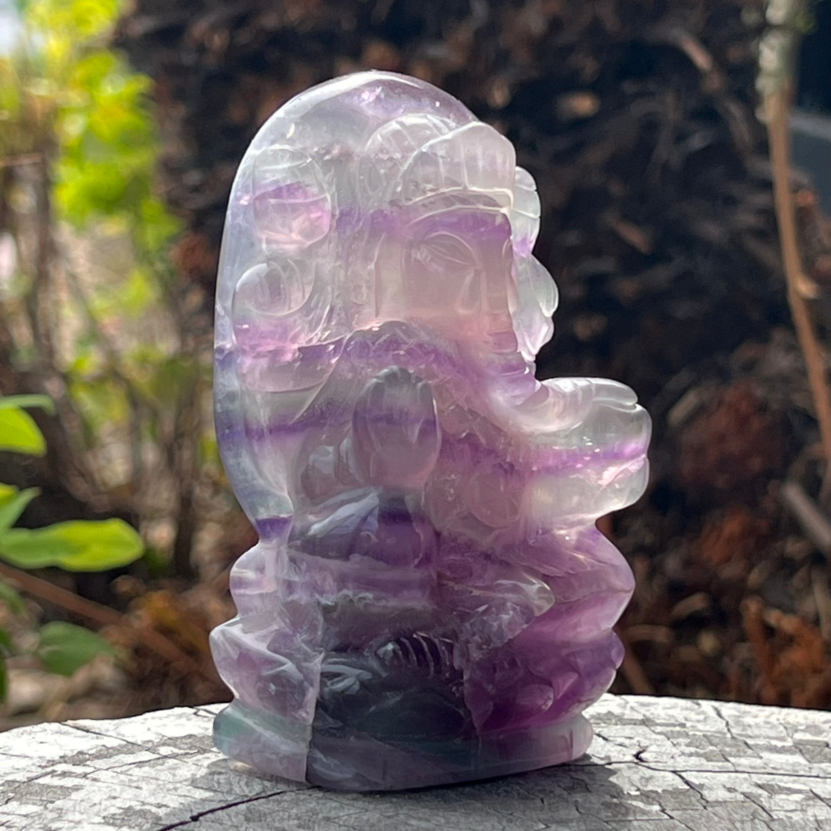 Rainbow Fluorite Ganesh Carving