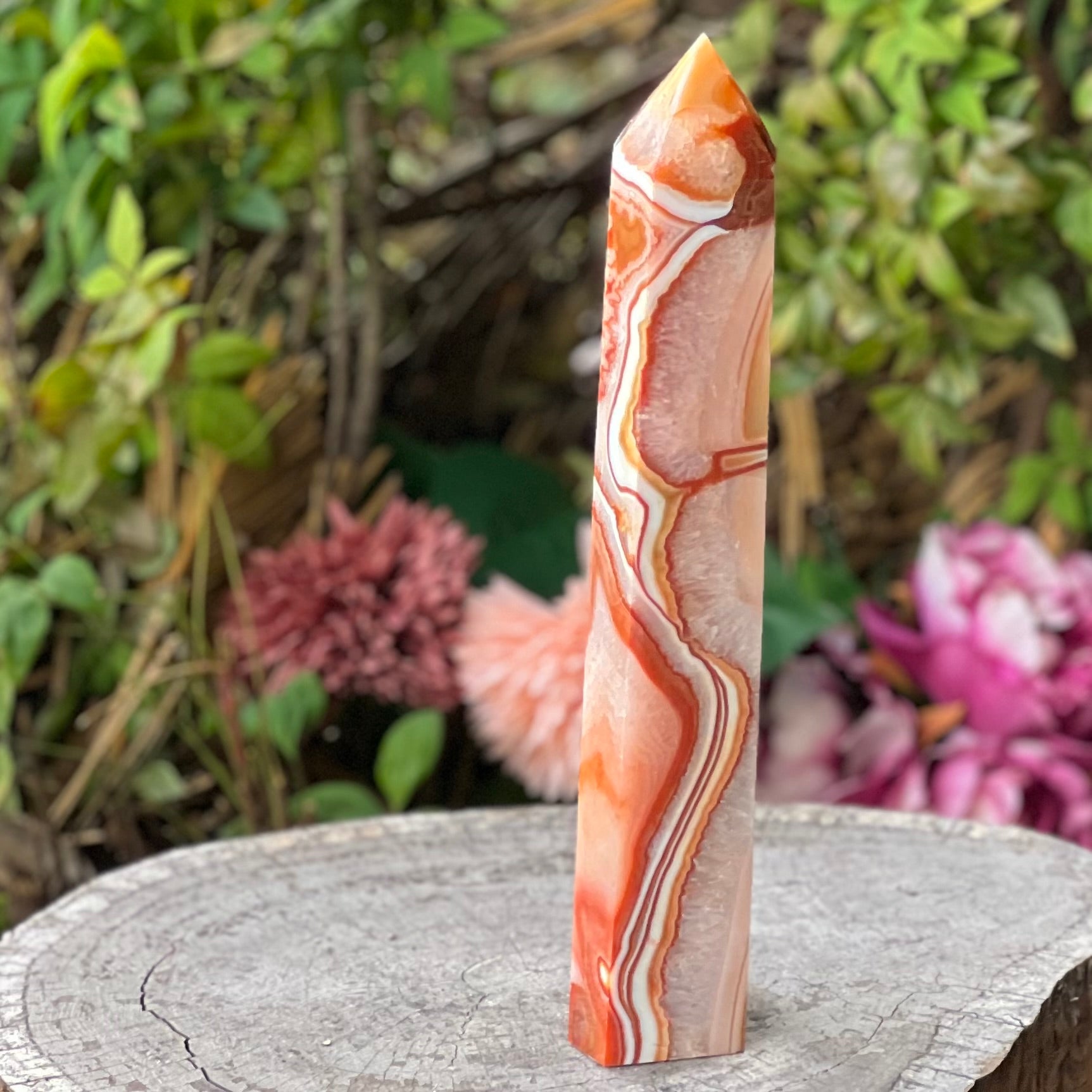 Carnelian with Quartz Generator Tower