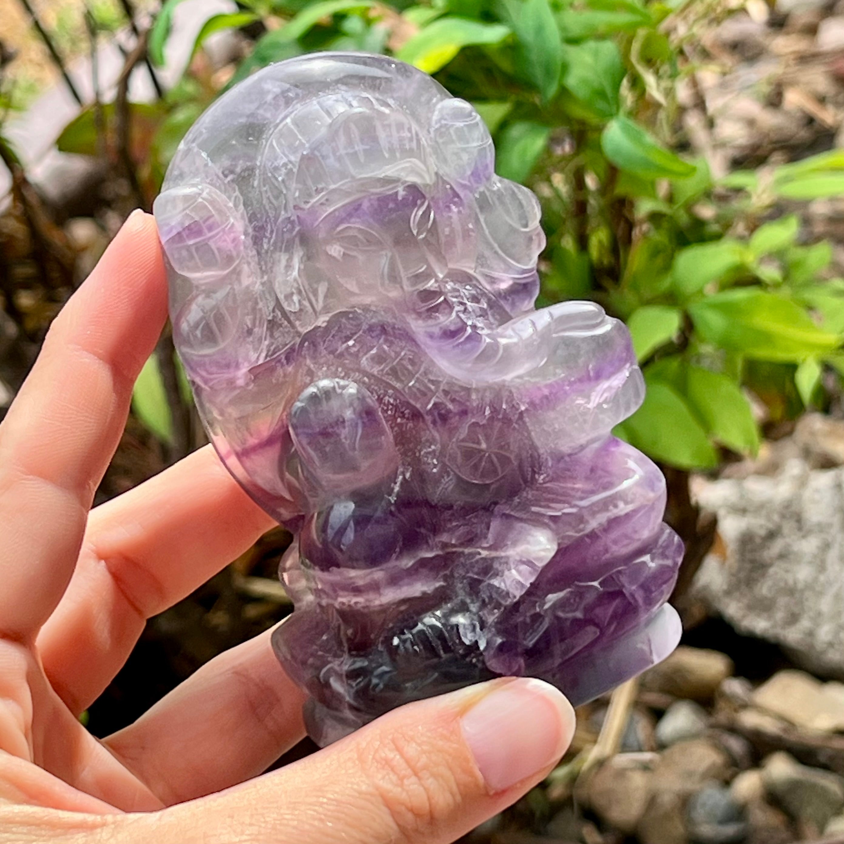 Rainbow Fluorite Ganesh Carving