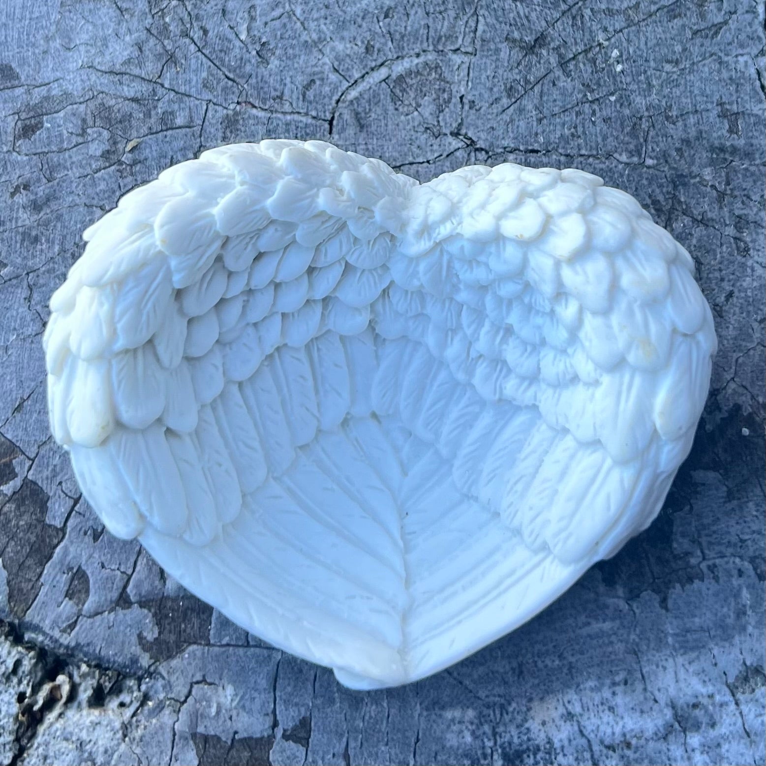 Angel Wing Heart Trinket Bowl ~ White