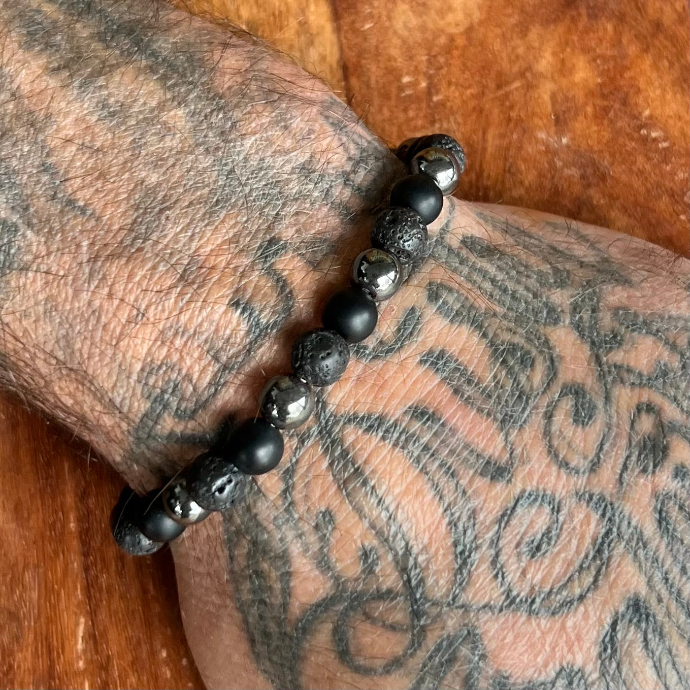 Men’s ~ Hematite, Black Obsidian & Lava Stone Triple Protection Bracelet