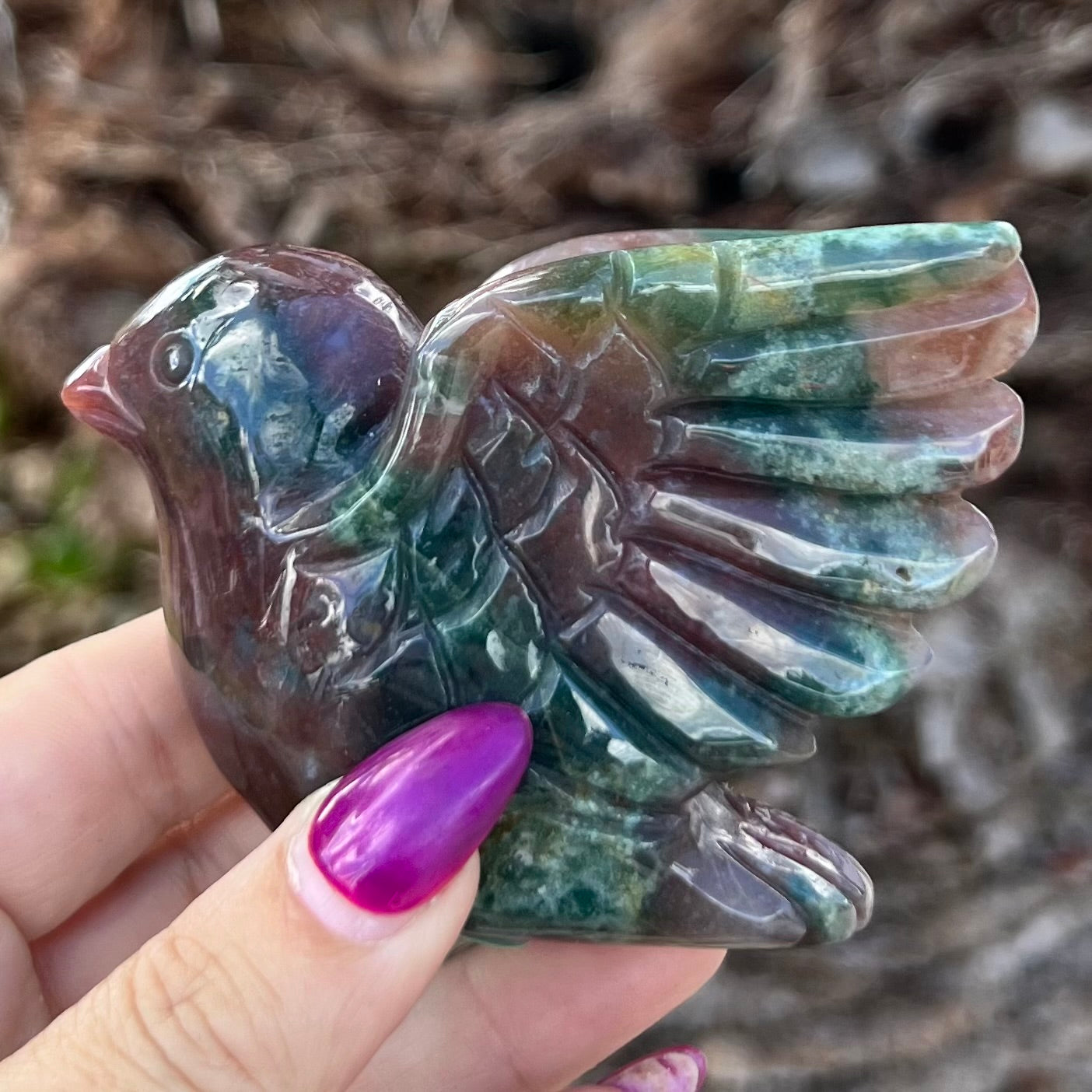 Sparrow Bird - Ocean Jasper Carving