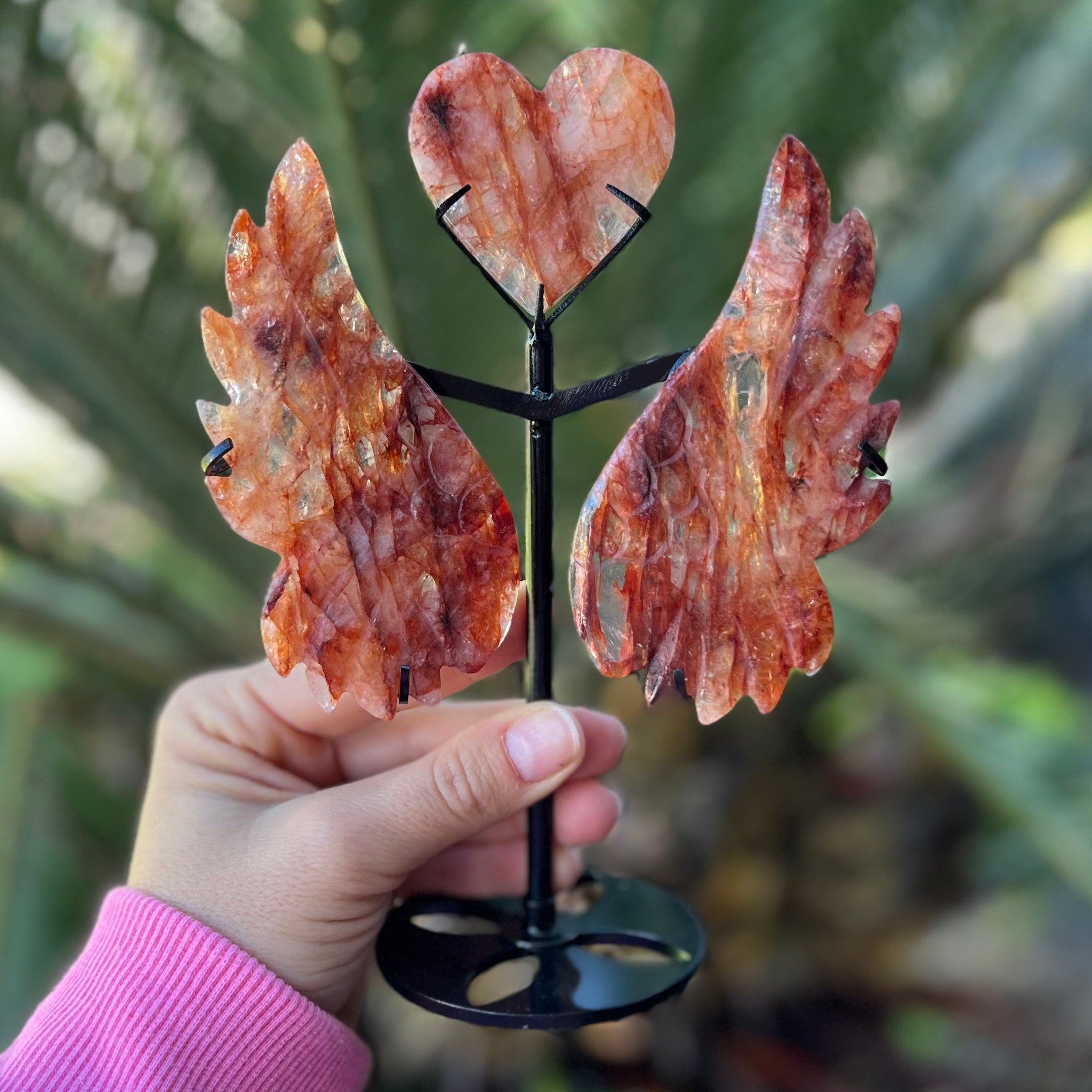 Fire Quartz ~ Angel Wings with Heart