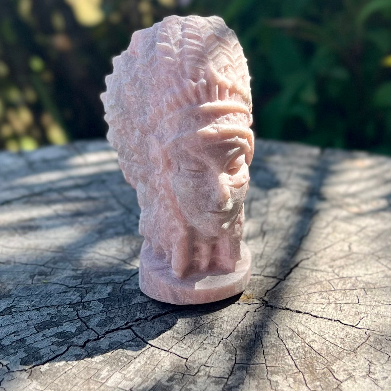 Indian Head Carving ~ Pink Opal (3)