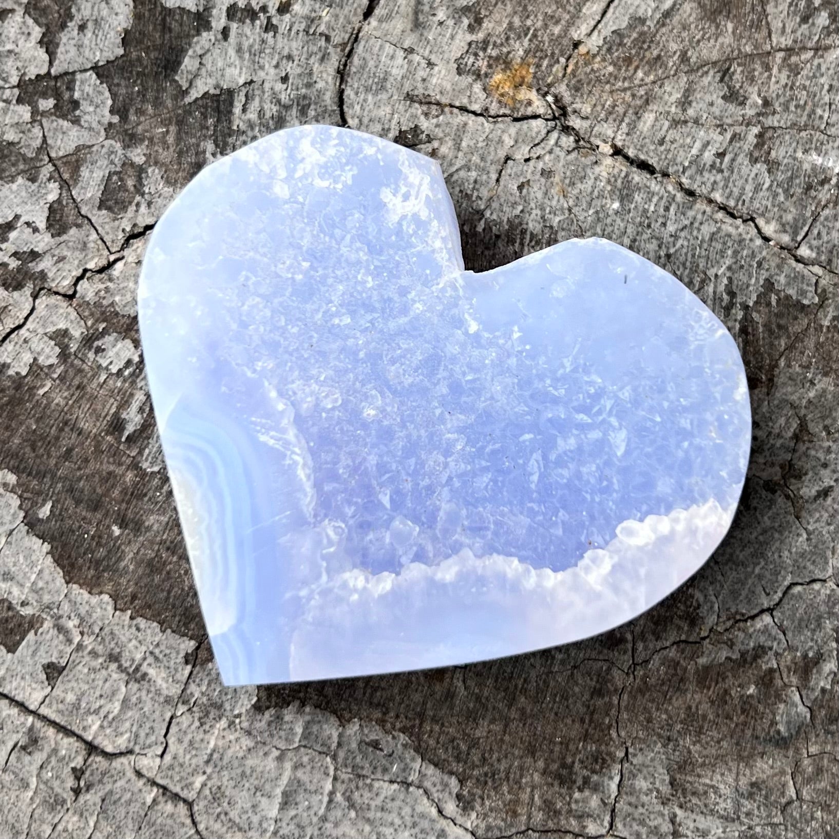 Blue Lace Agate Semi Raw ~ Heart