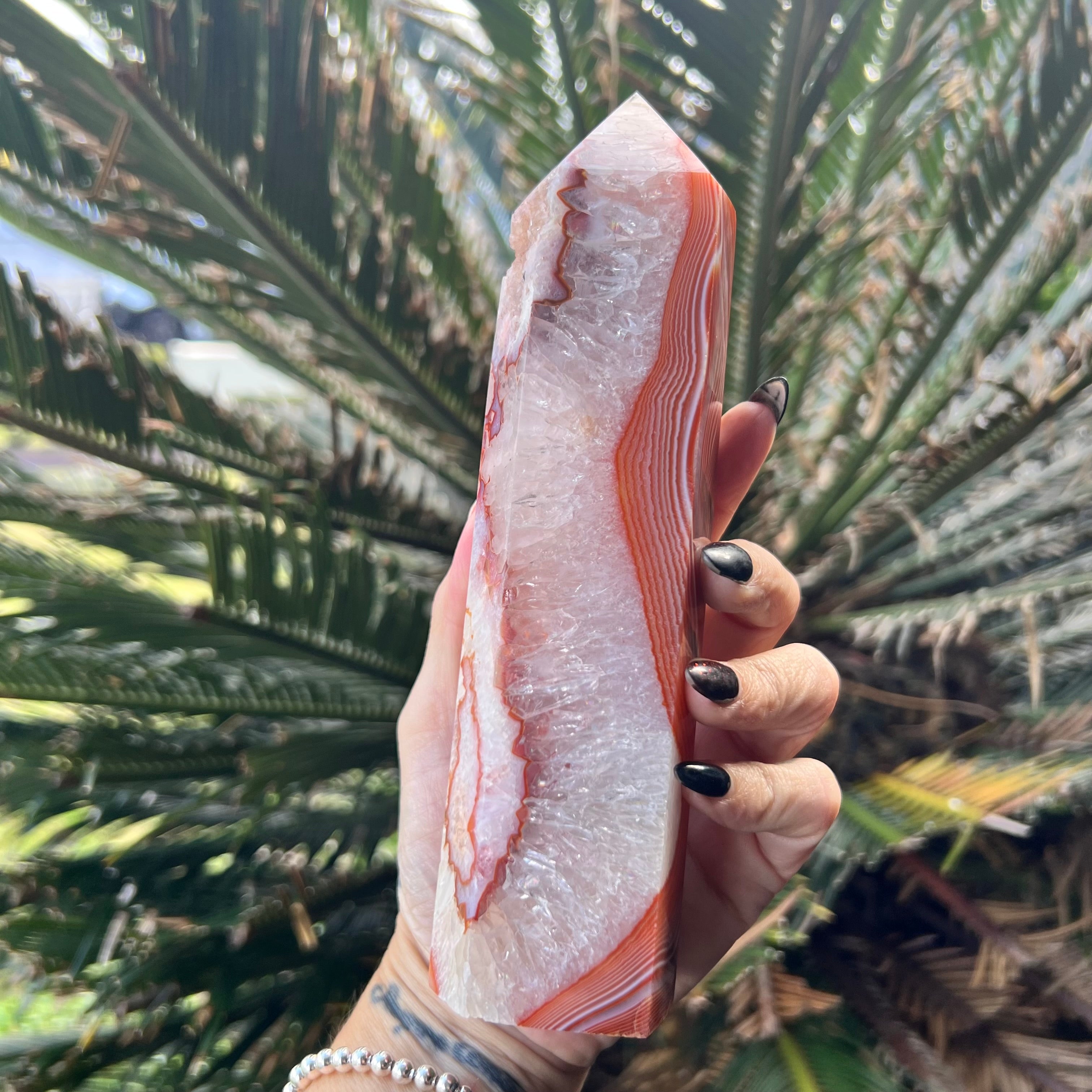 Carnelian with Quartz Generator Tower