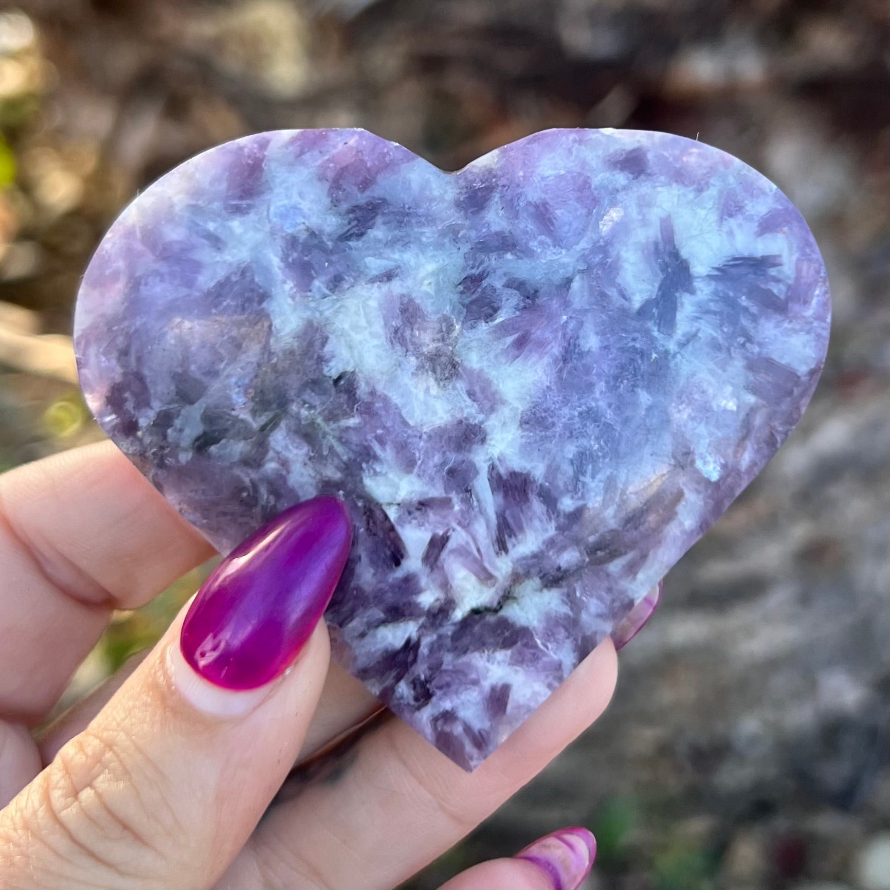 Lepidolite Heart Carving