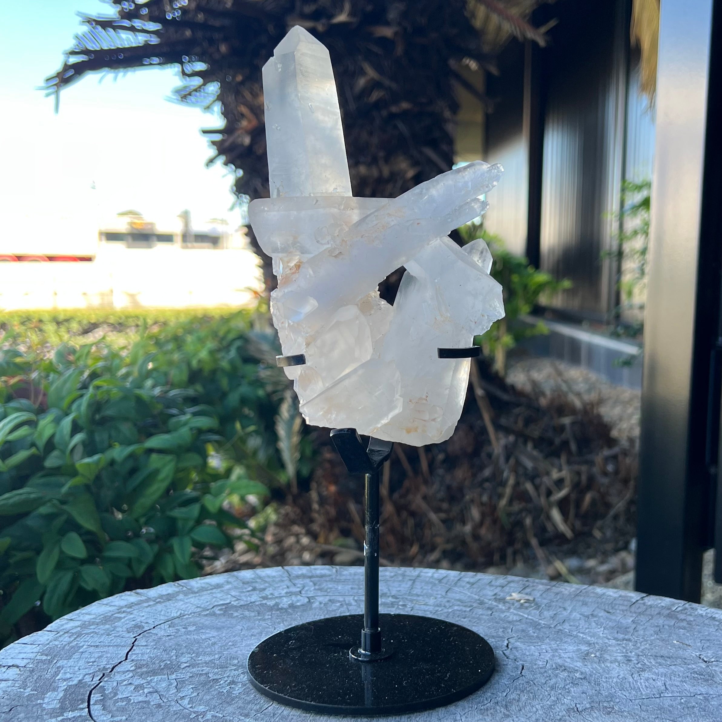 Clear Quartz Cluster on Stand