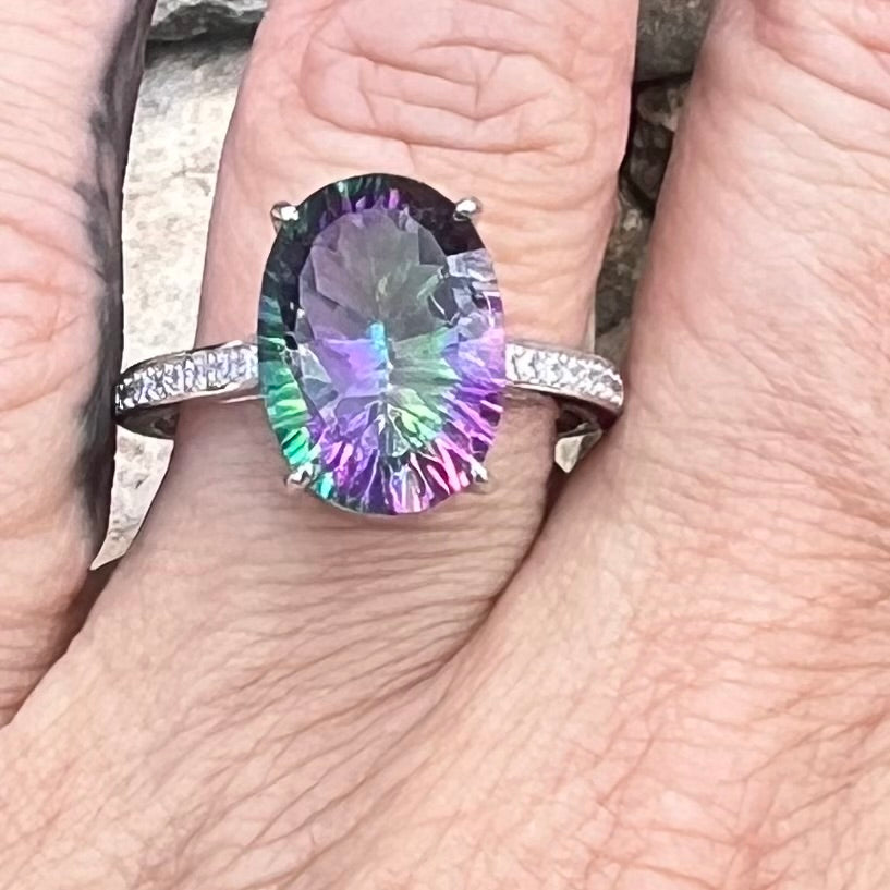 Mystic Topaz ~ Sterling Silver Ring ~ size 7