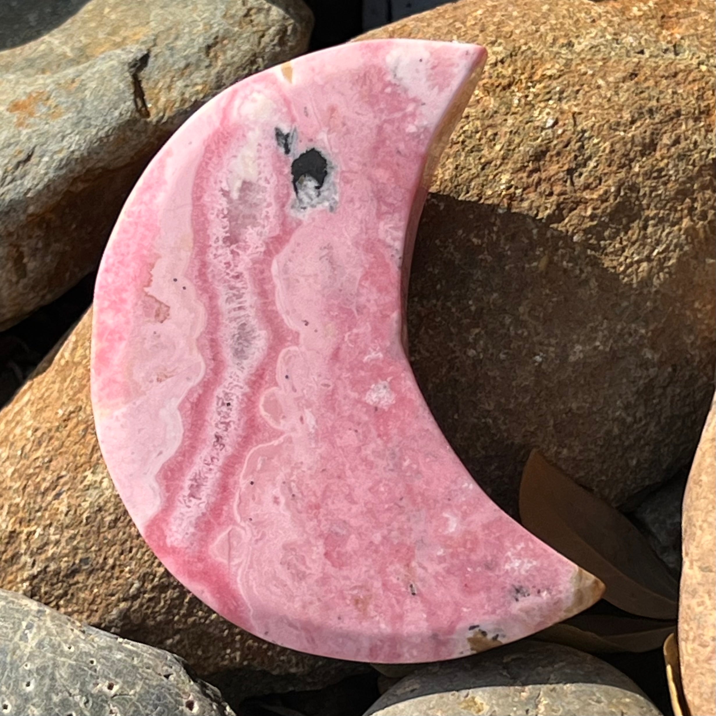 Pink Opal ~ Moon Carving