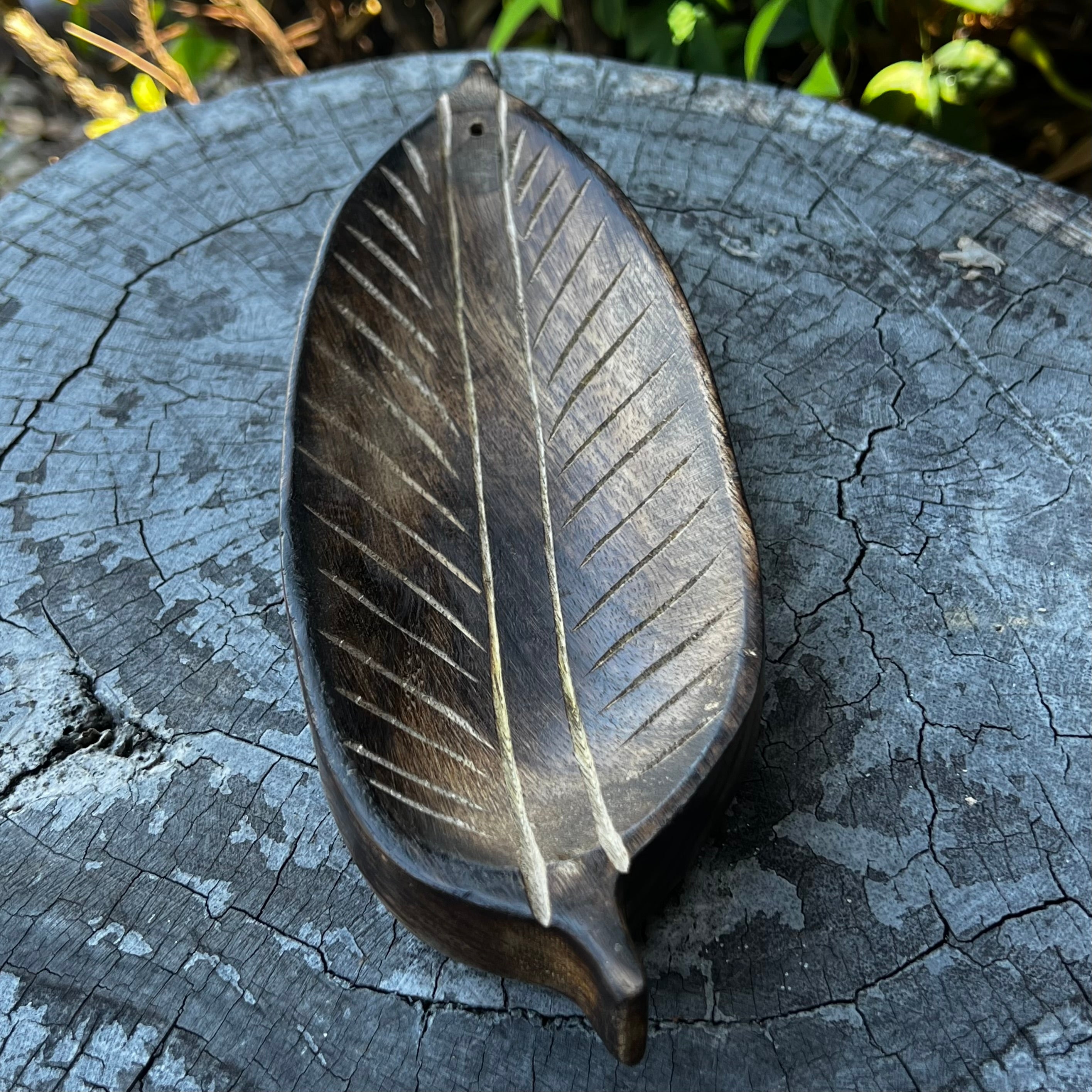 Wooden Leaf Incense Holder
