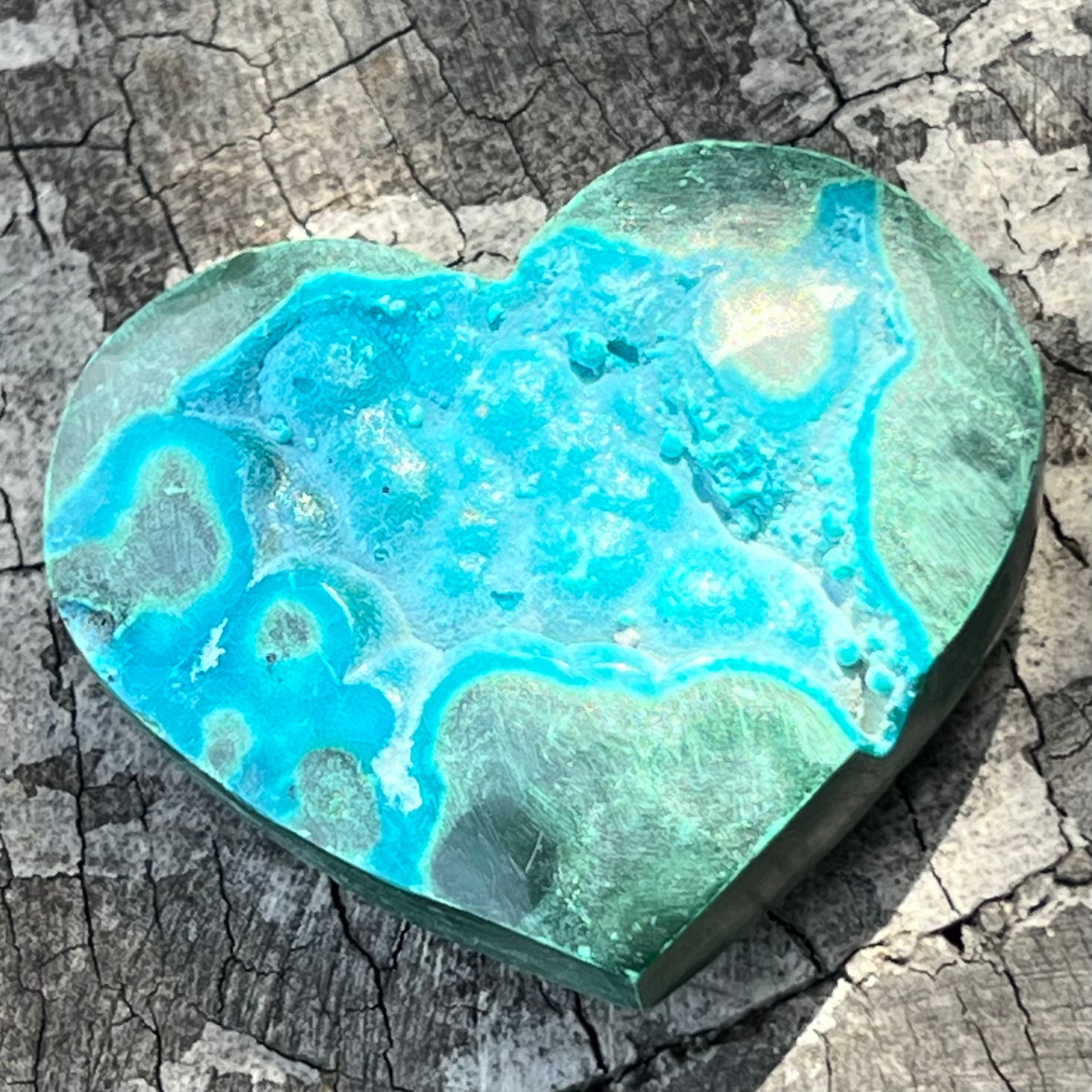 Chrysocolla and Malachite Heart Carving