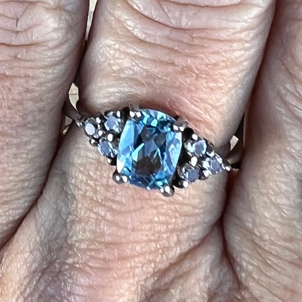 Blue & White Topaz ~ Sterling Silver Ring ~ 7