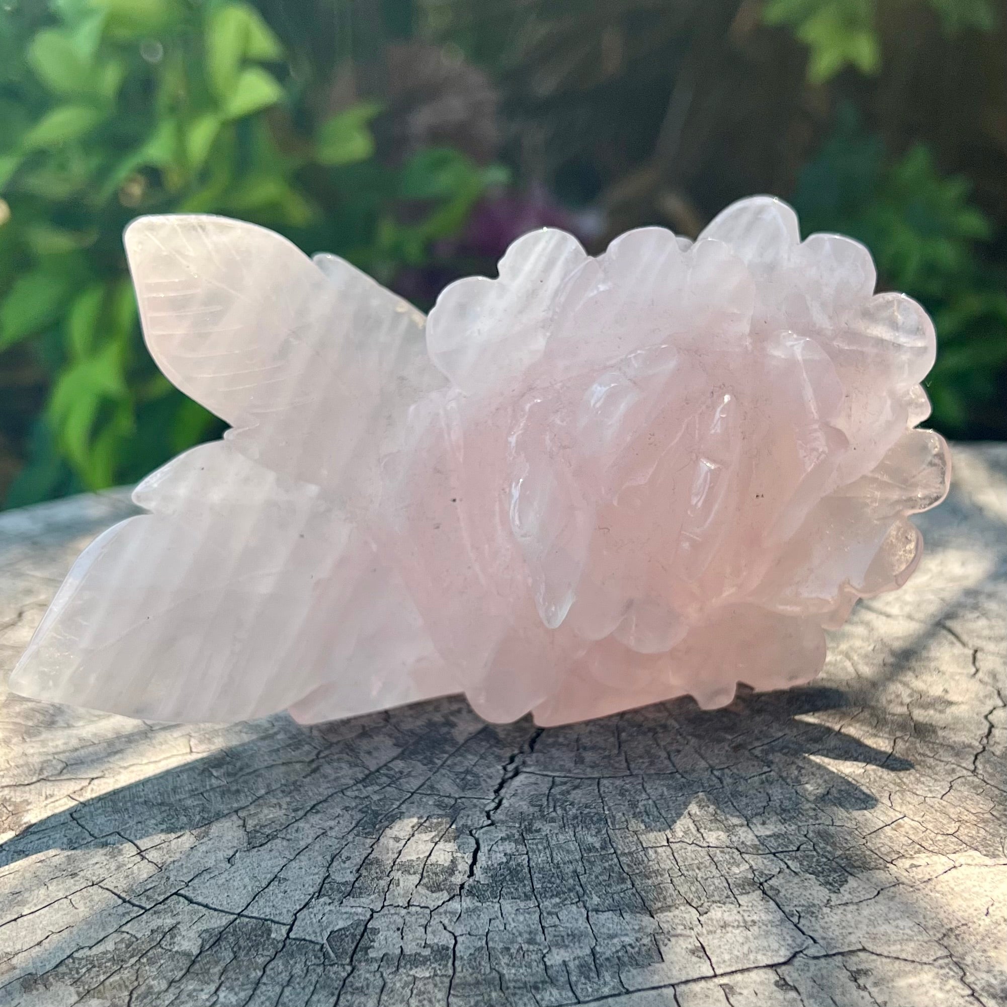 Rose Quartz Rose Carving - Medium