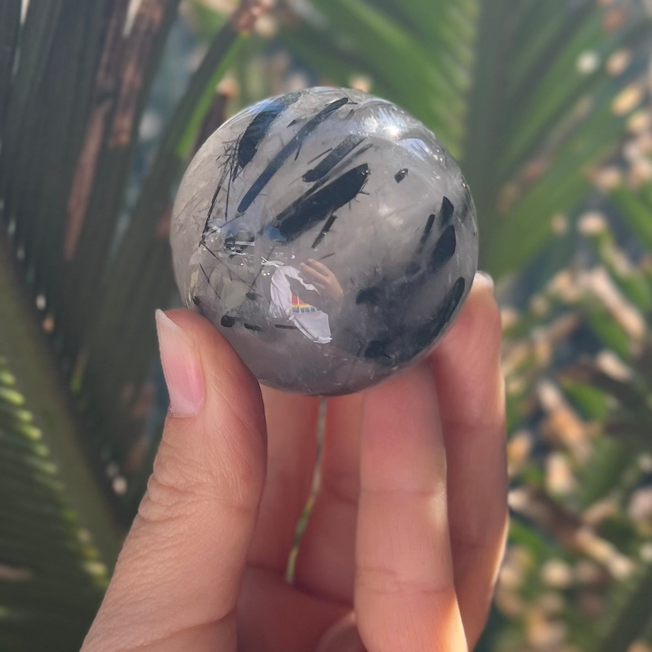 Black Tourmaline in Quartz Sphere