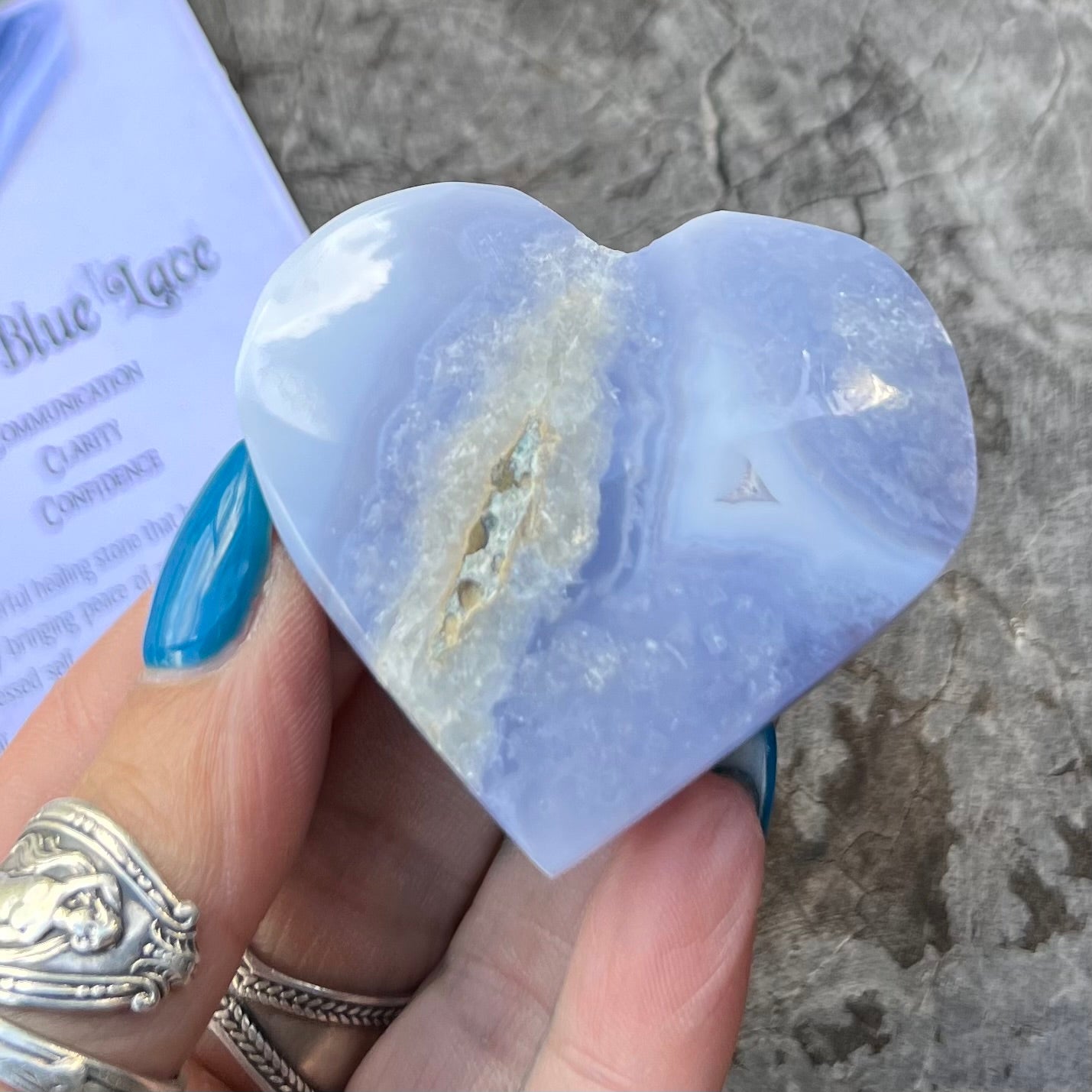 Blue Lace Agate Heart ~ Specialty Boxed Crystal