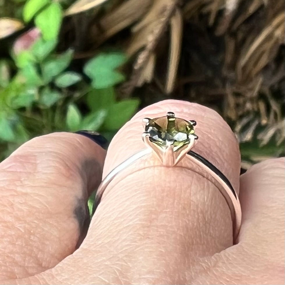 Moldavite Ring set in Sterling Silver size 7