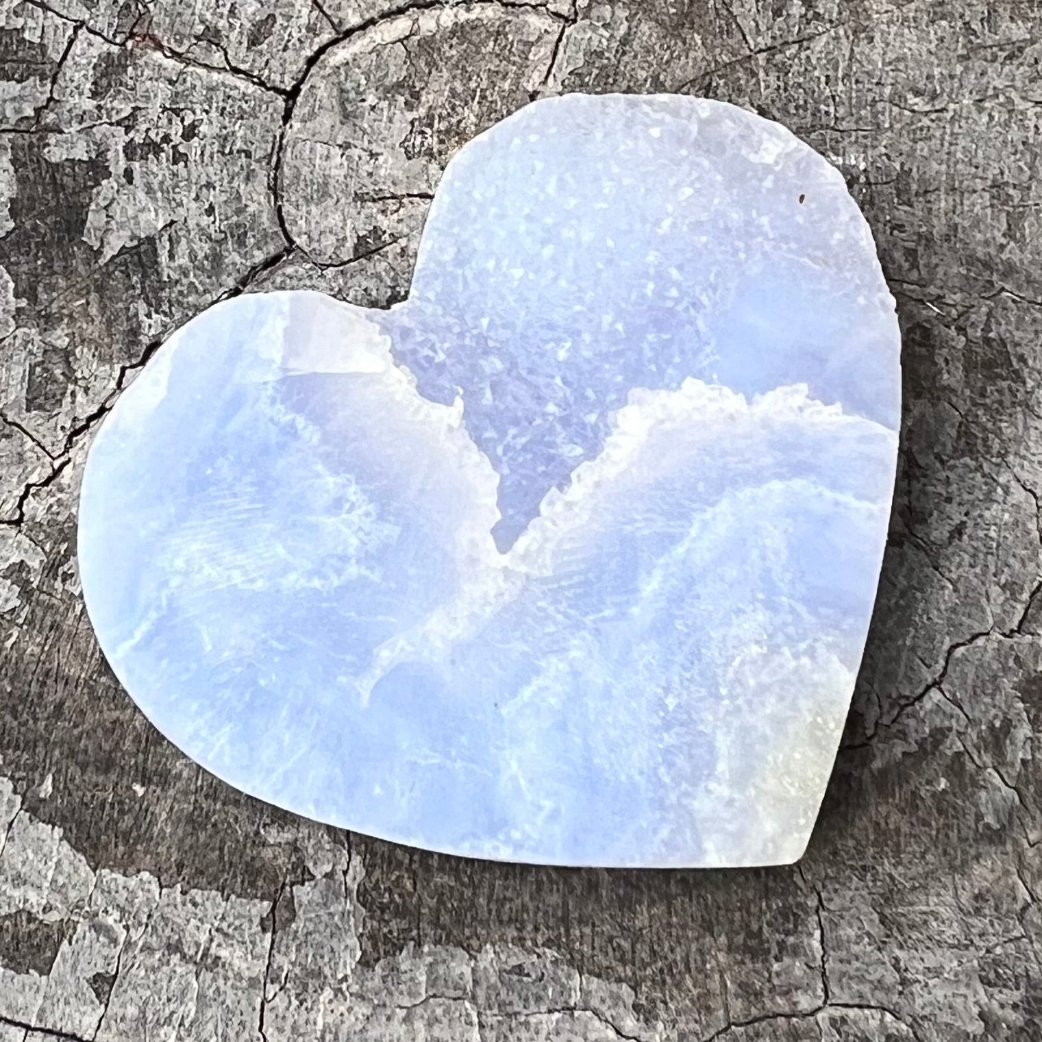 Blue Lace Agate Semi Raw ~ Heart