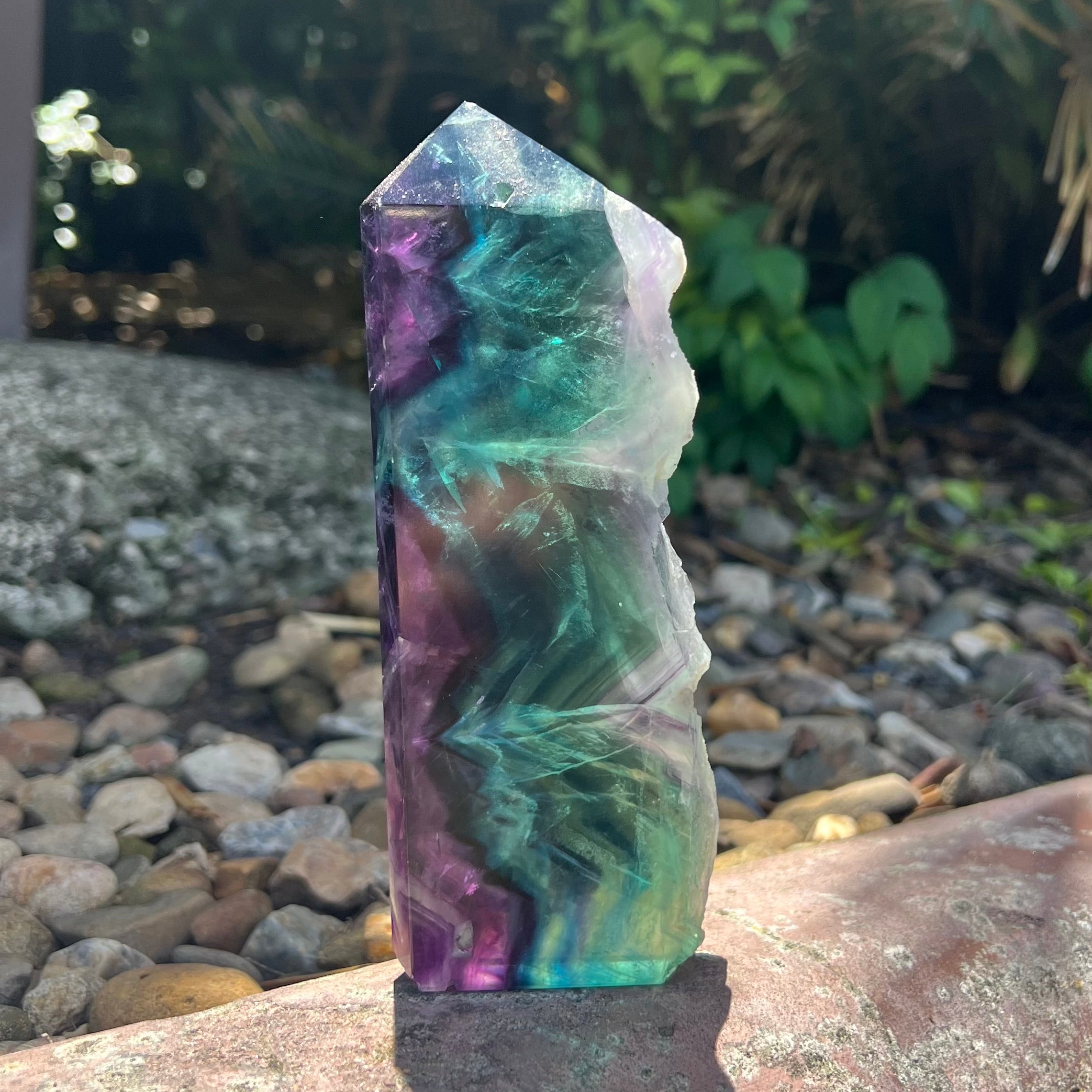 Rainbow Fluorite Semi Raw Generator Tower